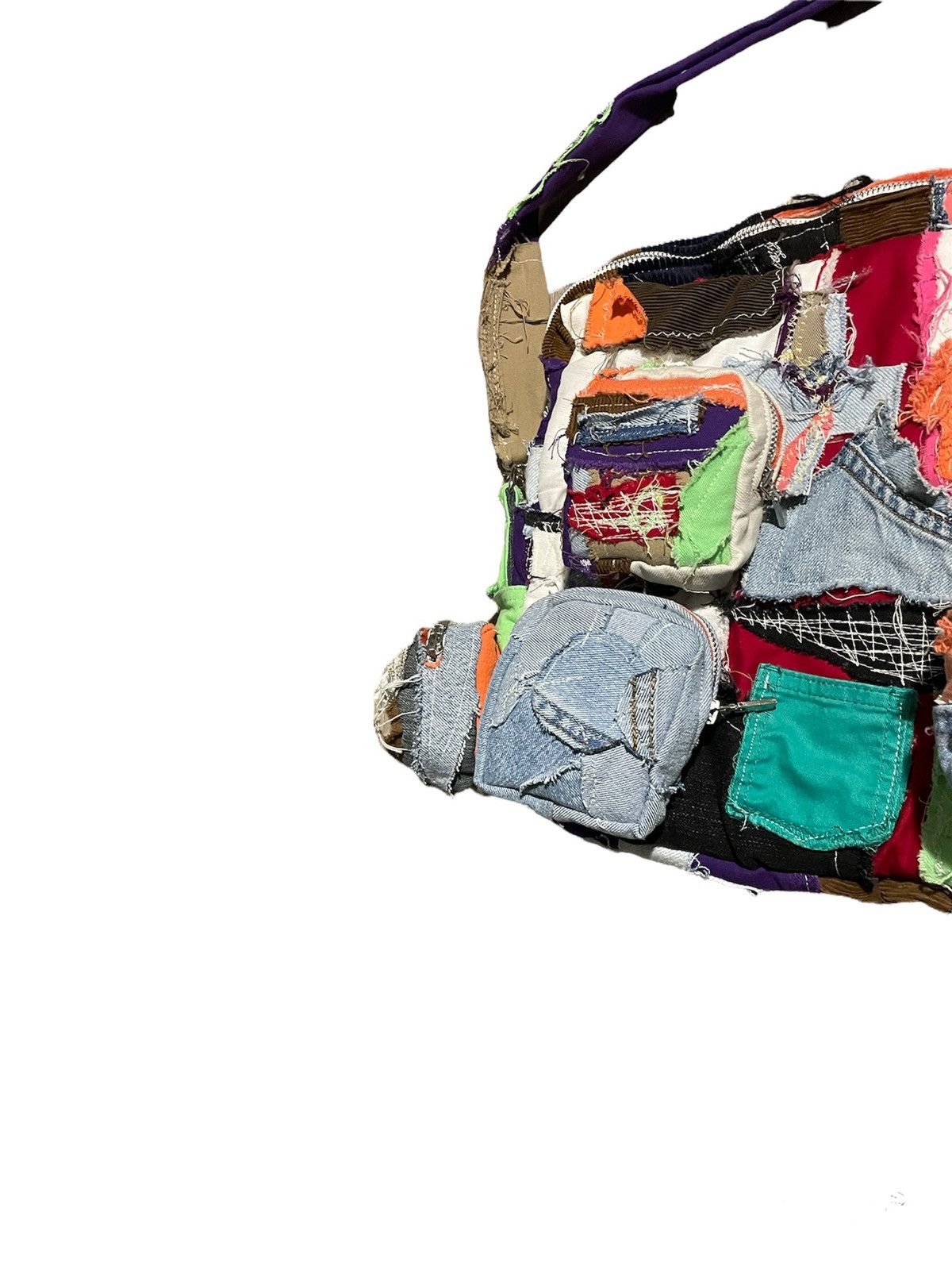 Grailed Cross distressed Denim patchwork messenger bag Size ONE SIZE - 2 Thumbnail