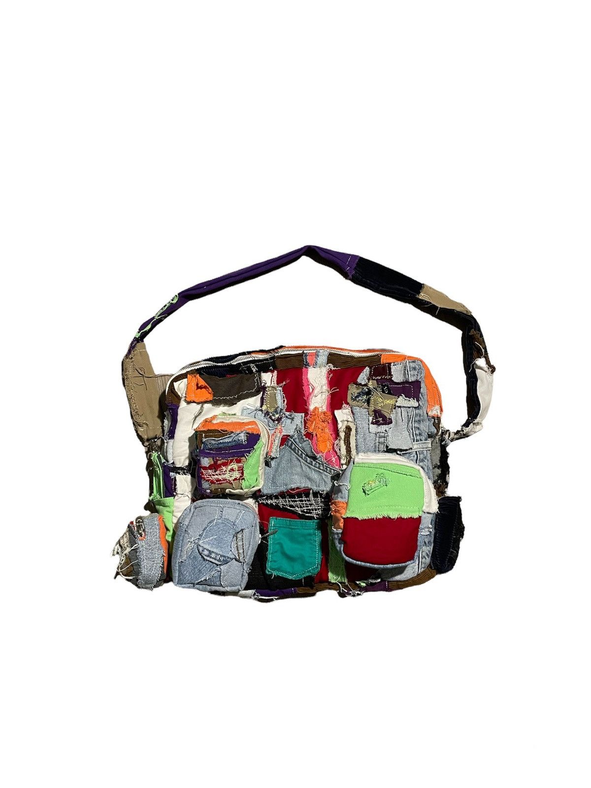 Grailed Cross distressed Denim patchwork messenger bag Size ONE SIZE - 1 Thumbnail