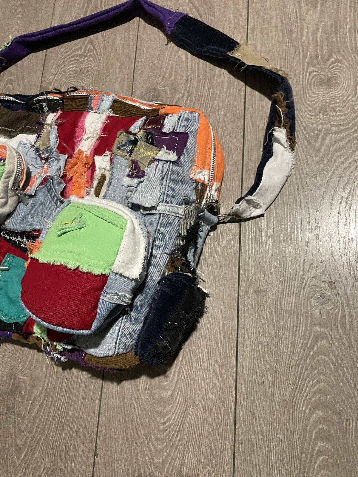 Grailed Cross distressed Denim patchwork messenger bag Size ONE SIZE - 6 Thumbnail