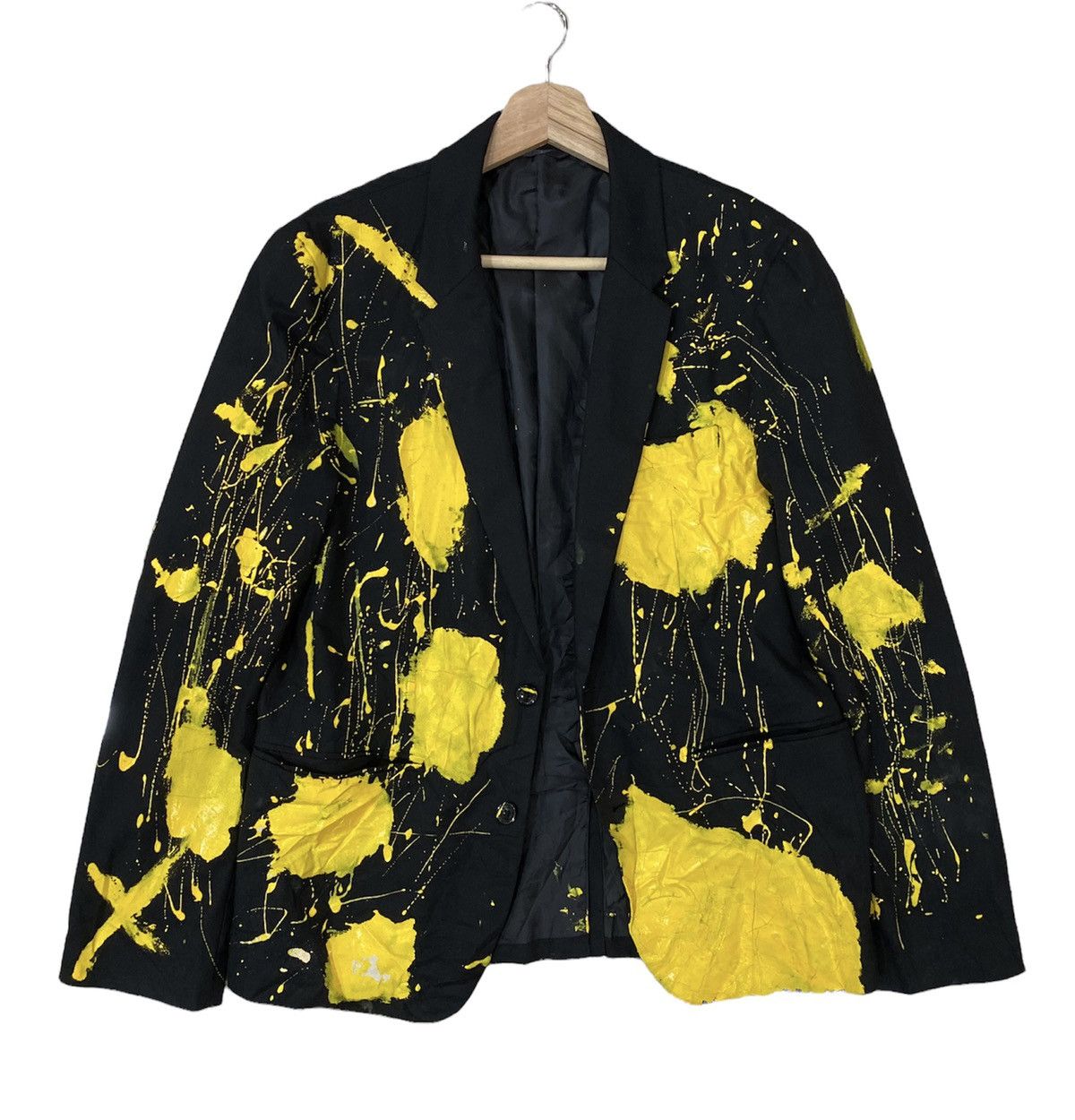 Japanese Brand ❄️ BROWNY PAINT-SPLATTERED RARE HANDMADE YELLOW BUTTON COATS Size US S / EU 44-46 / 1 - 3 Thumbnail