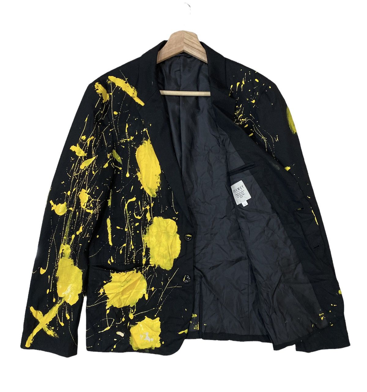 Japanese Brand ❄️ BROWNY PAINT-SPLATTERED RARE HANDMADE YELLOW BUTTON COATS Size US S / EU 44-46 / 1 - 6 Thumbnail