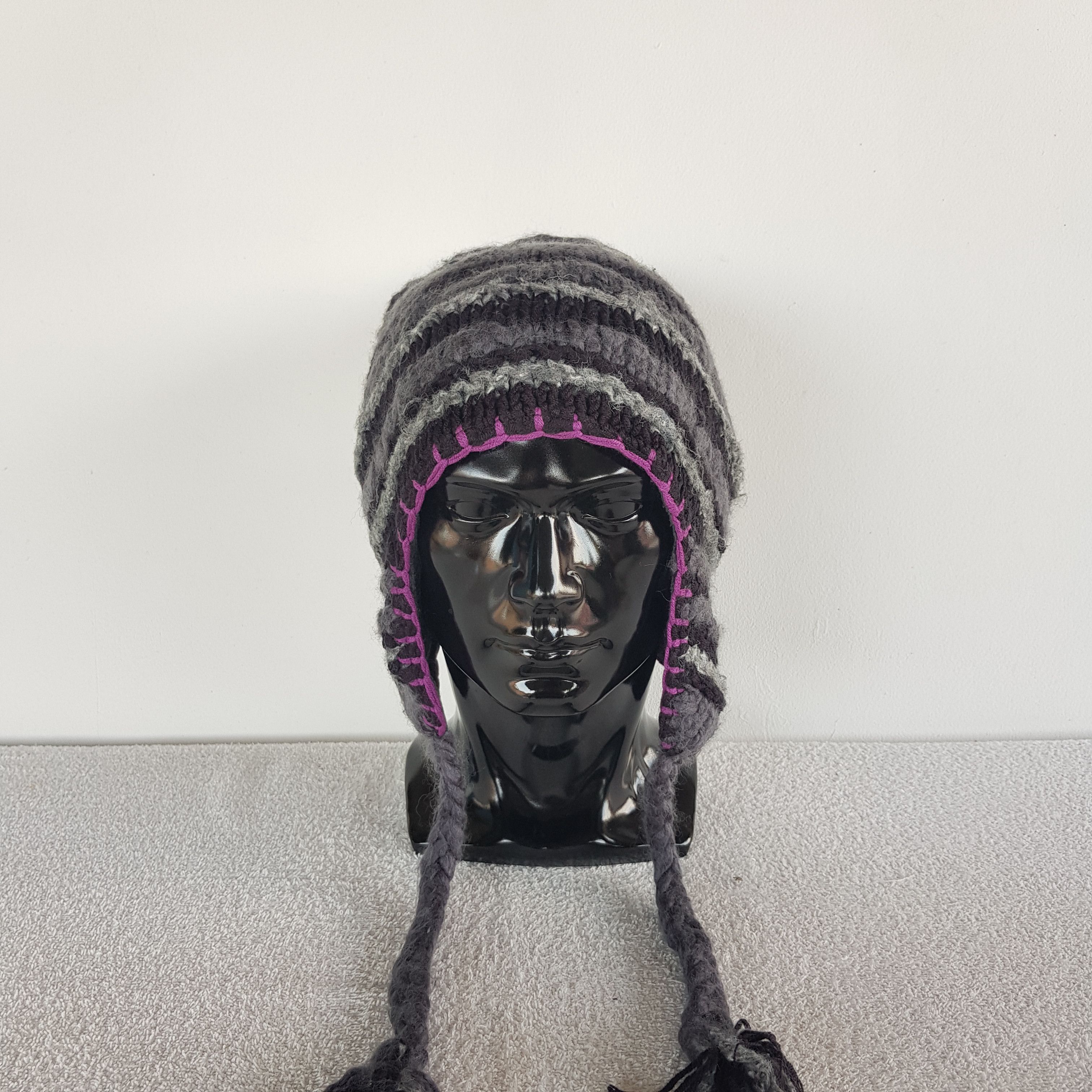 If Six Was Nine × Japanese Brand Unknown Japanese Beanie Stripe Snow Cap Multicolor Hats Size ONE SIZE - 2 Thumbnail