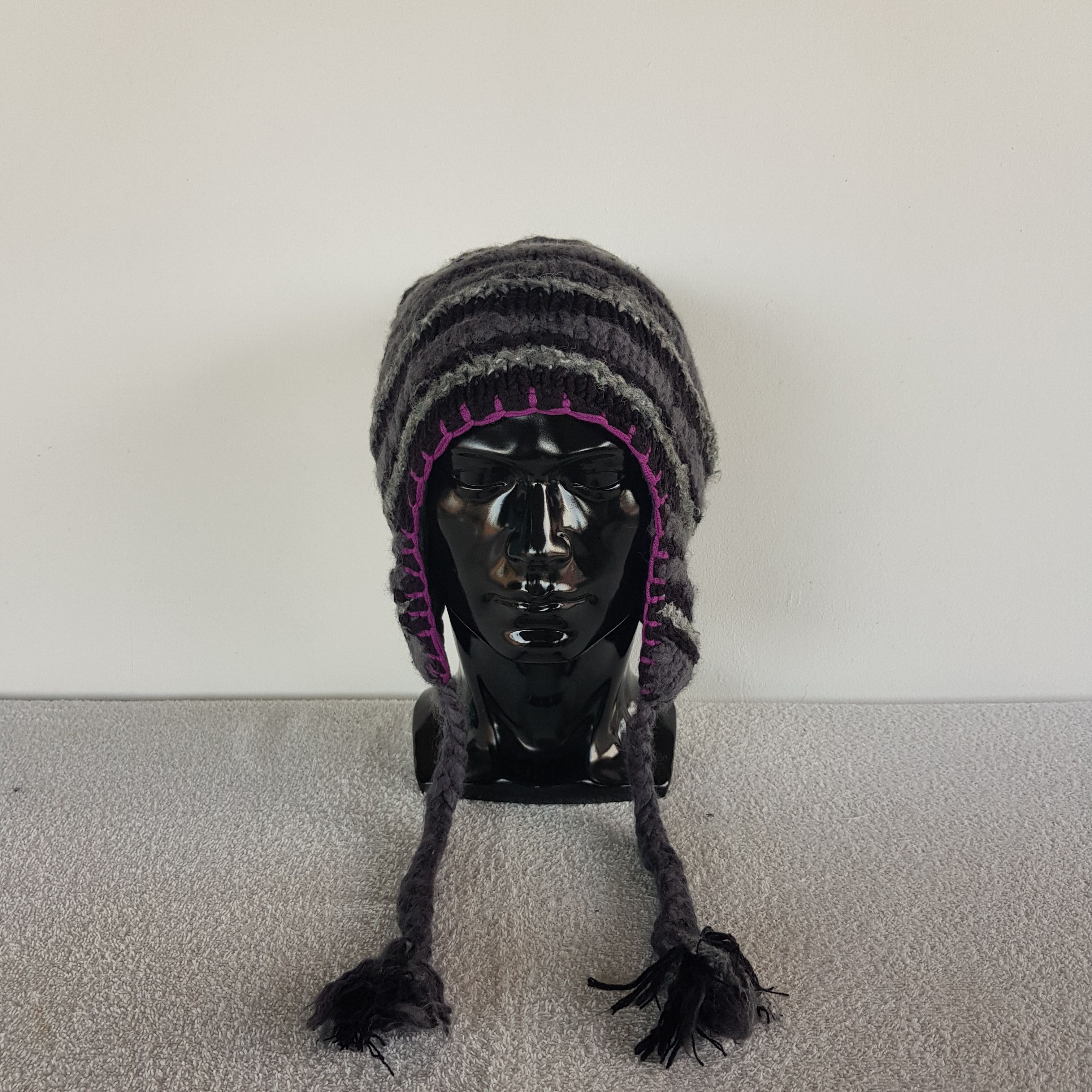 If Six Was Nine × Japanese Brand Unknown Japanese Beanie Stripe Snow Cap Multicolor Hats Size ONE SIZE - 3 Thumbnail