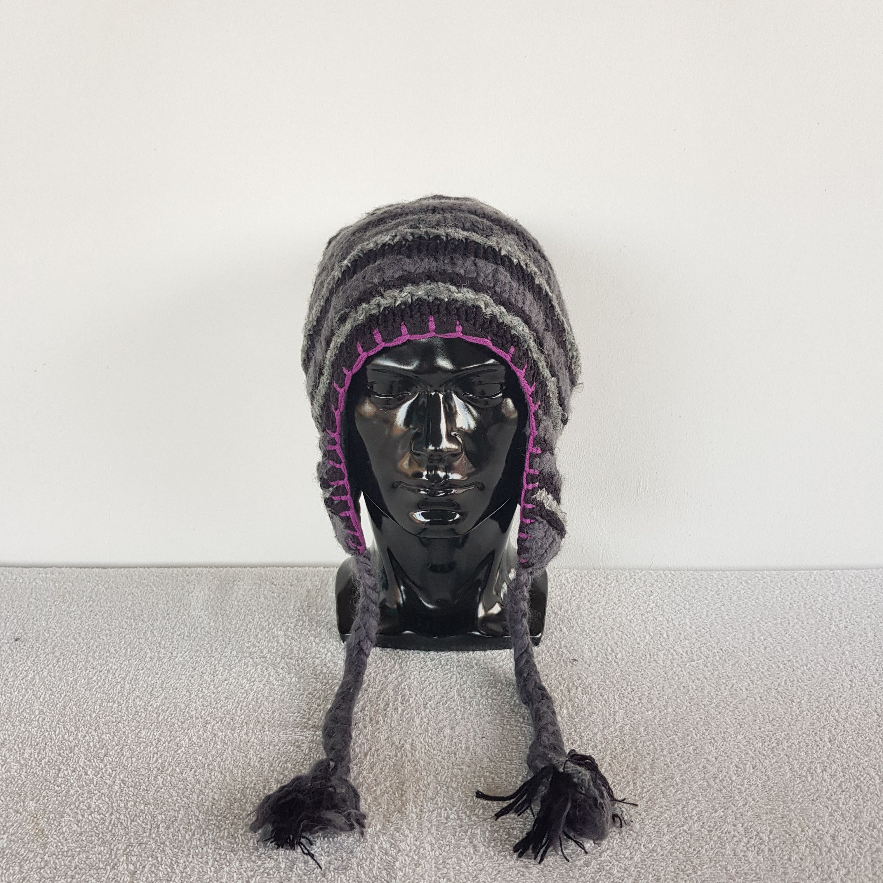 If Six Was Nine × Japanese Brand Unknown Japanese Beanie Stripe Snow Cap Multicolor Hats Size ONE SIZE - 4 Thumbnail