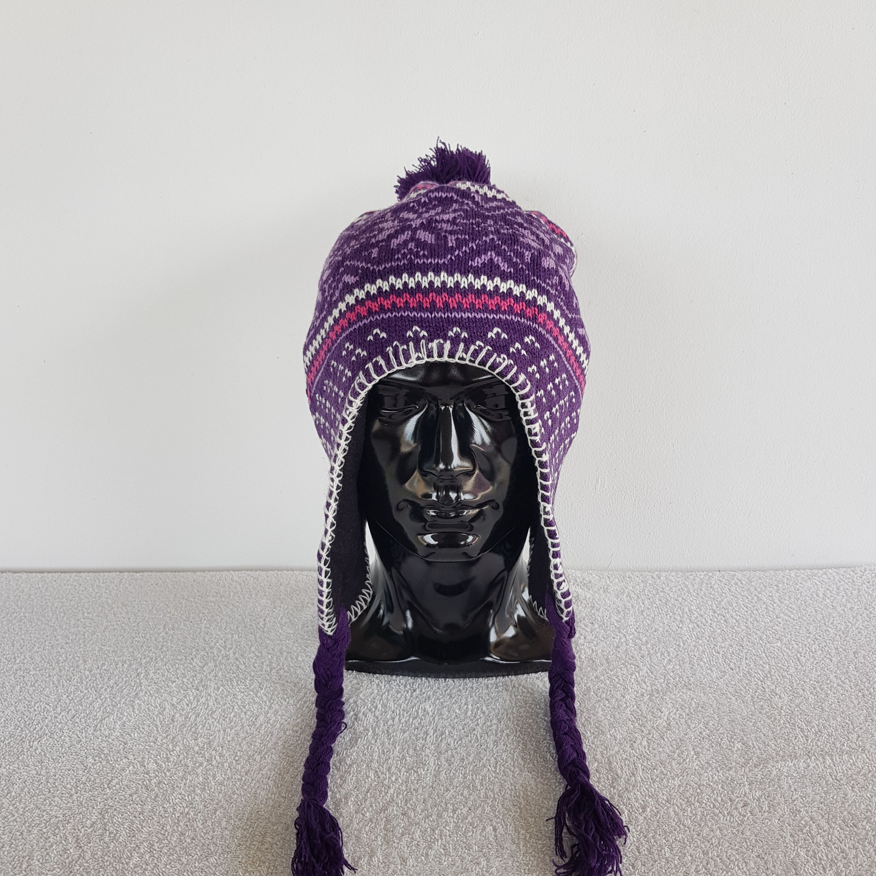 Japanese Brand × Vintage Knitted Crochet Beanie Snow Cap Japanese Earflap Hats Size ONE SIZE - 2 Thumbnail