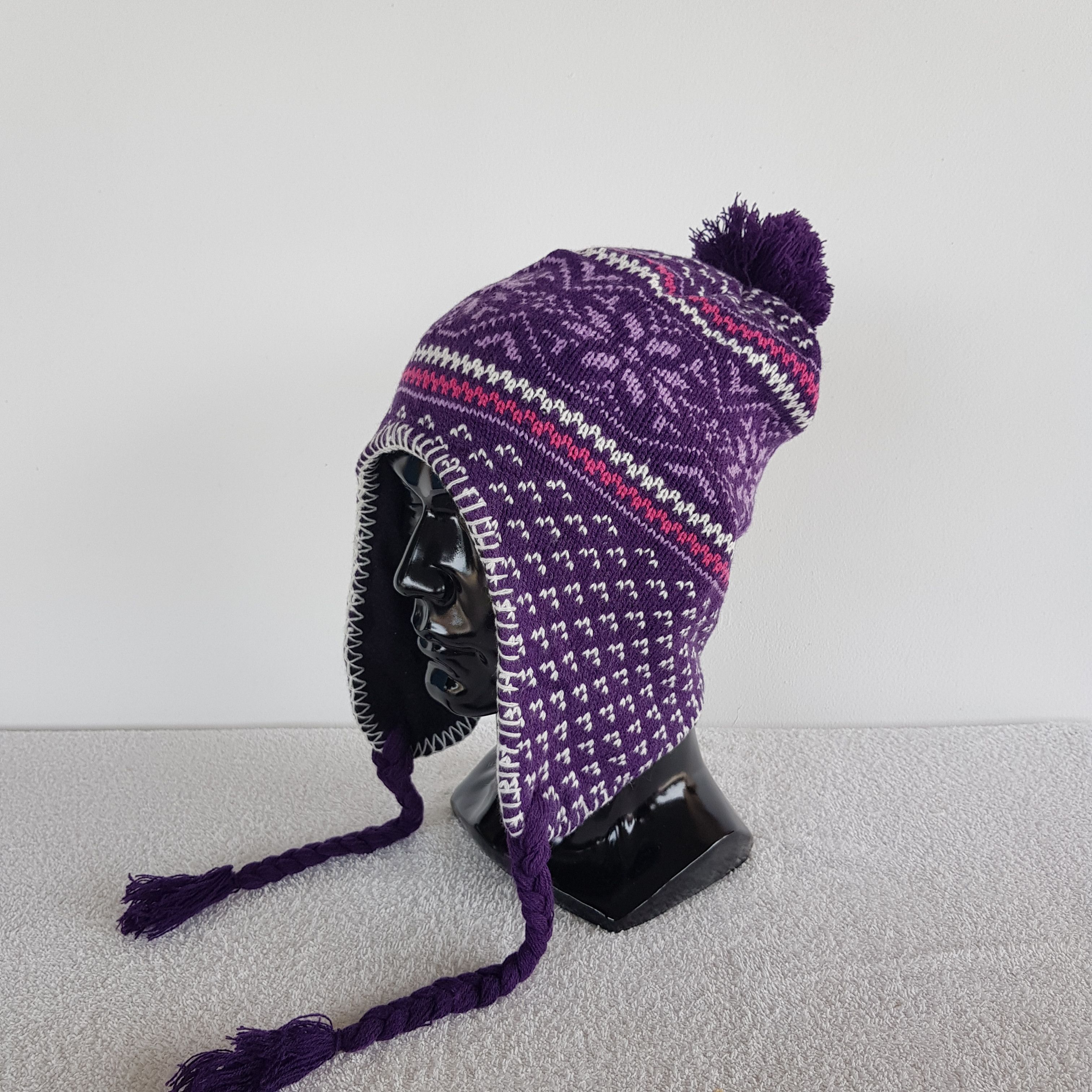 Japanese Brand × Vintage Knitted Crochet Beanie Snow Cap Japanese Earflap Hats Size ONE SIZE - 1 Thumbnail