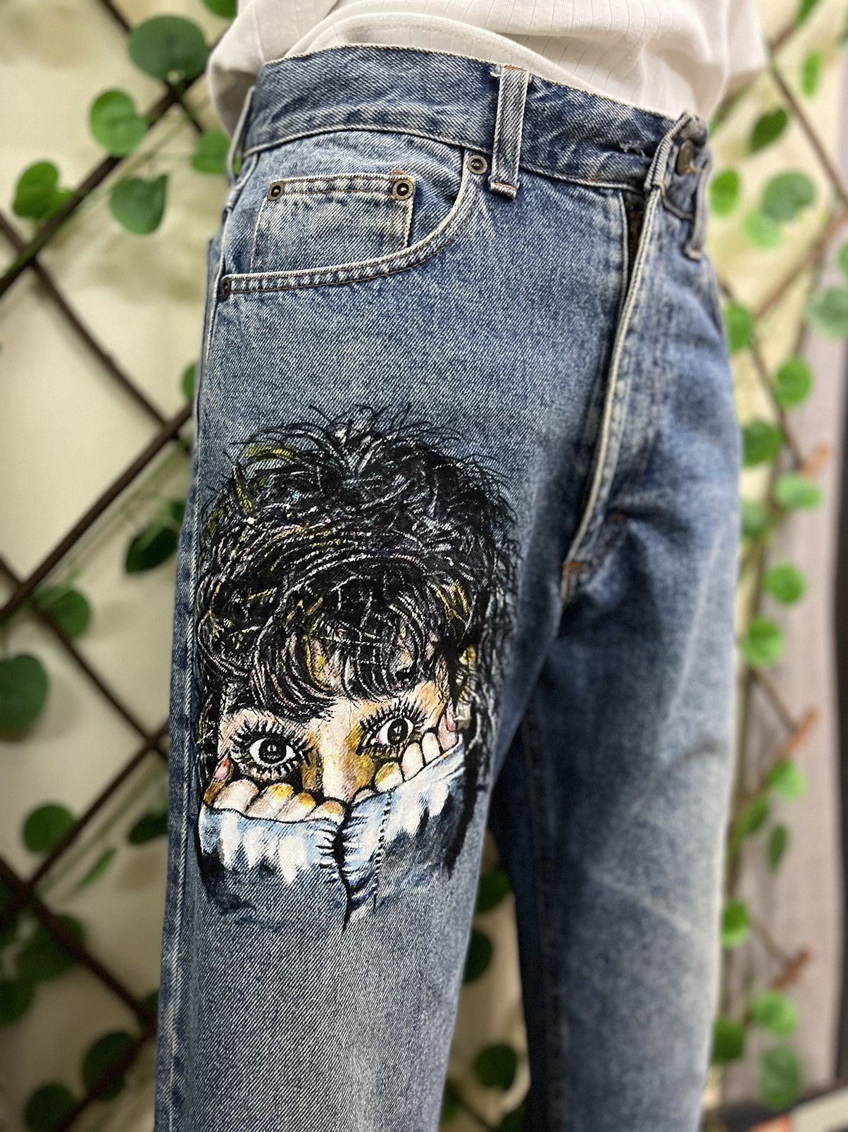 Japanese Brand × Vintage ⭐️ Painted Staring Design Denim💥 Schon Jeans Denim Size US 30 / EU 46 - 1 Thumbnail
