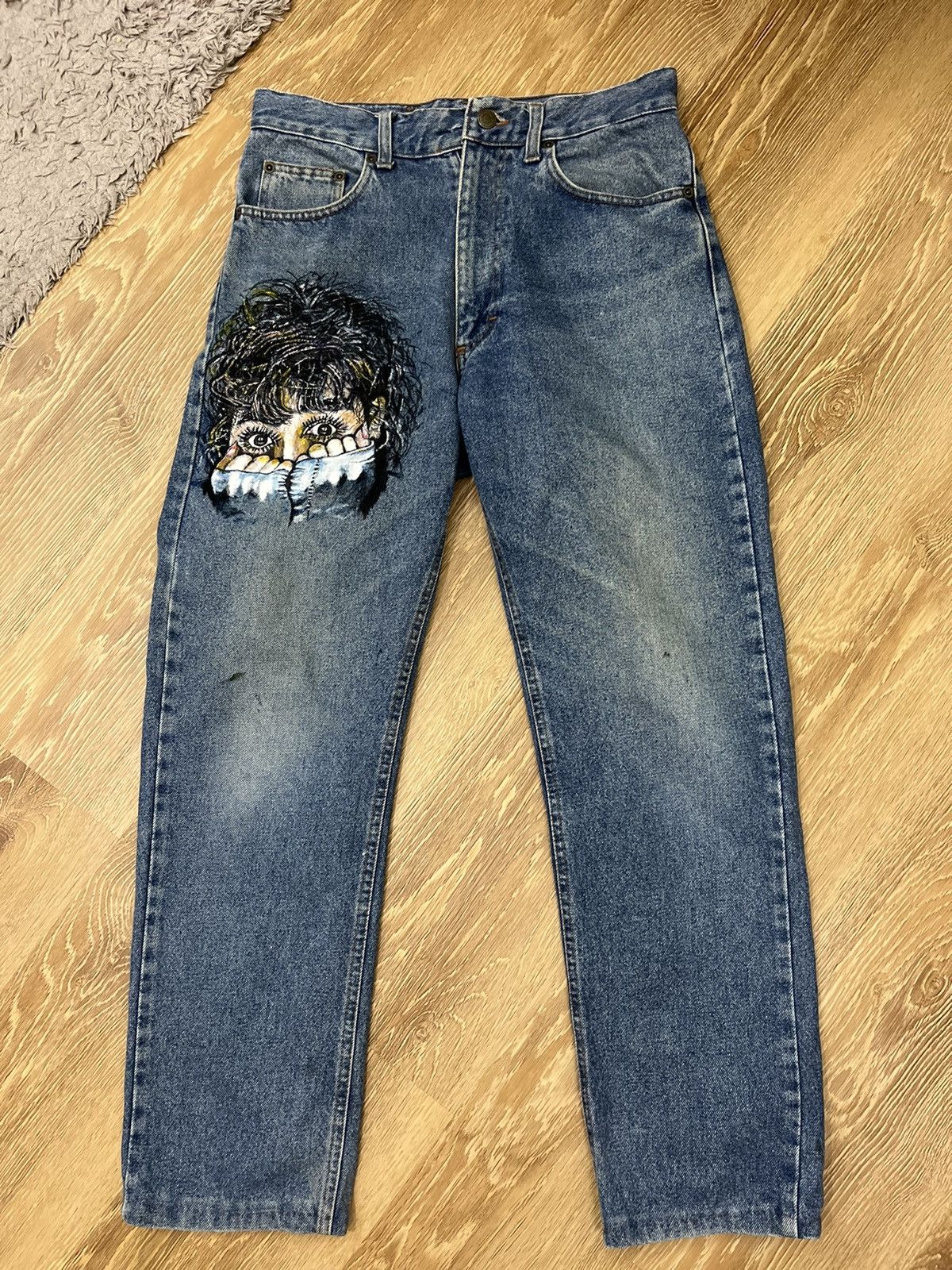 Japanese Brand × Vintage ⭐️ Painted Staring Design Denim💥 Schon Jeans Denim Size US 30 / EU 46 - 8 Thumbnail