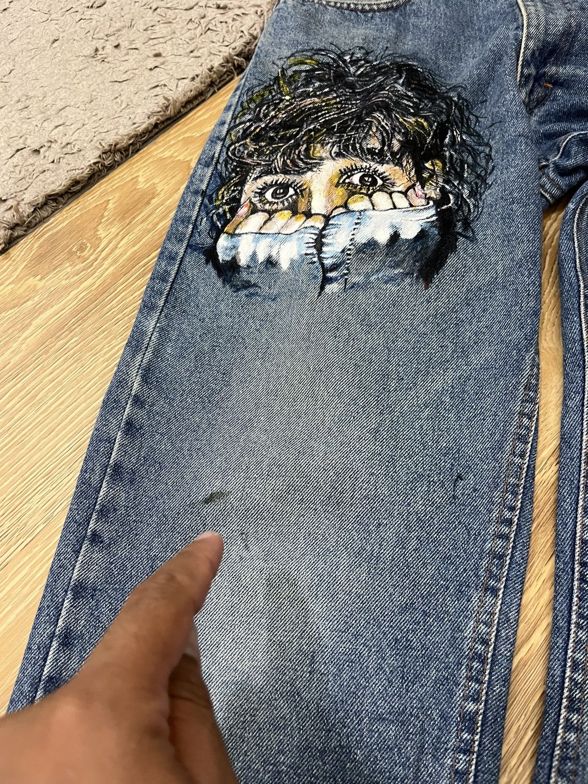 Japanese Brand × Vintage ⭐️ Painted Staring Design Denim💥 Schon Jeans Denim Size US 30 / EU 46 - 13 Thumbnail