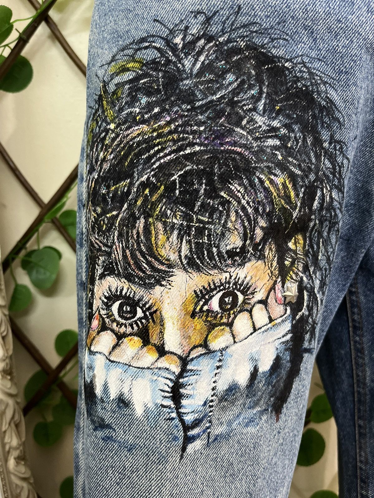 Japanese Brand × Vintage ⭐️ Painted Staring Design Denim💥 Schon Jeans Denim Size US 30 / EU 46 - 2 Thumbnail