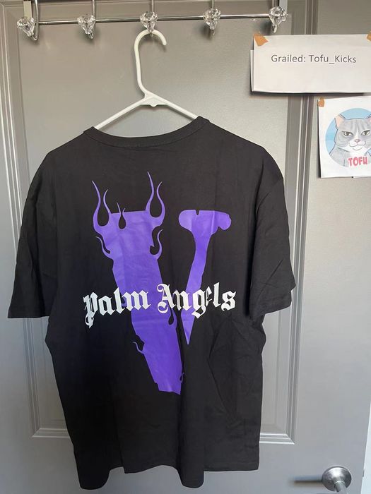 Vlone Vlone x Palm Angels T shirt Black Purple Grailed