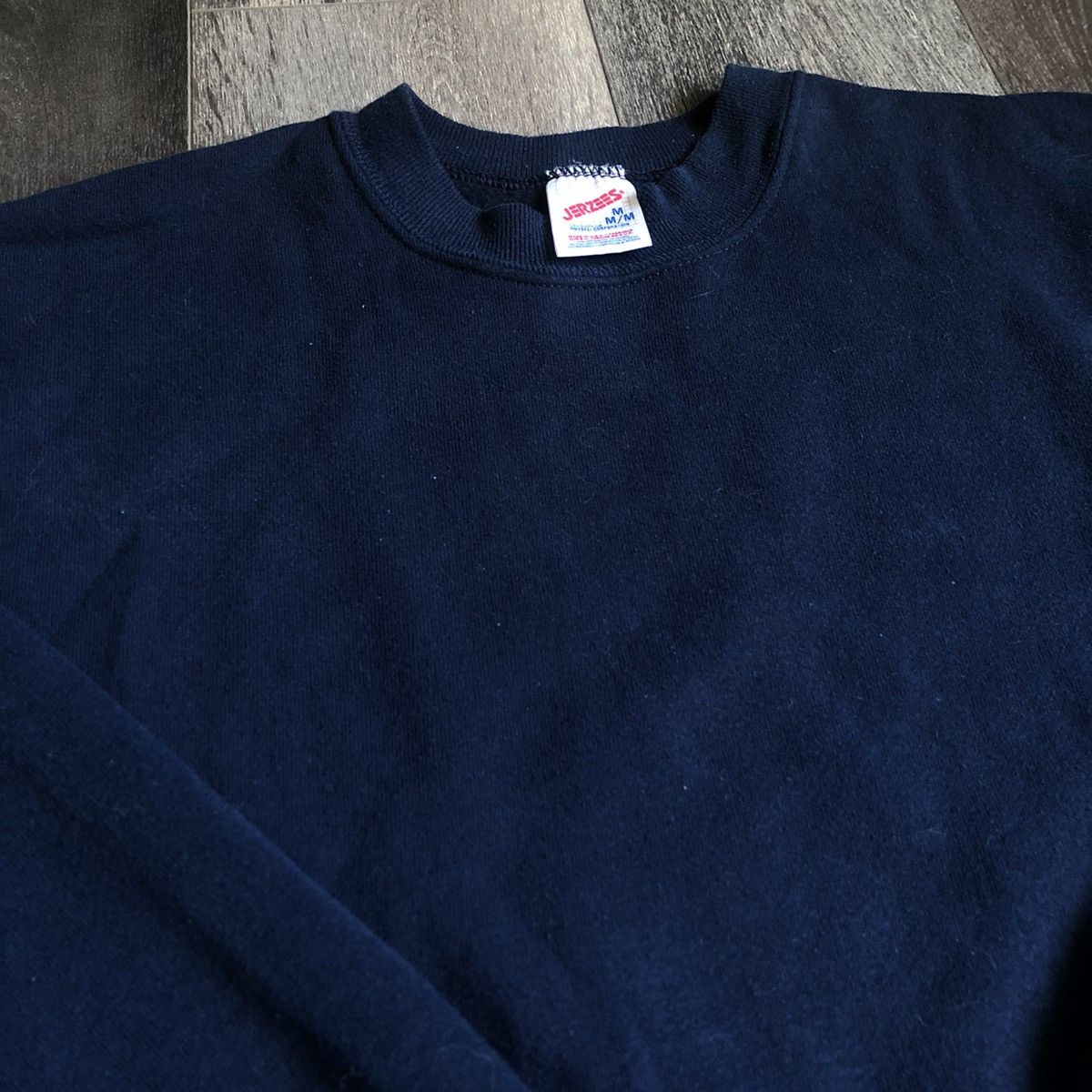 Jerzees Vintage 1990s Jerzees Russell Athletic Navy Blank Crewneck Size US M / EU 48-50 / 2 - 2 Thumbnail