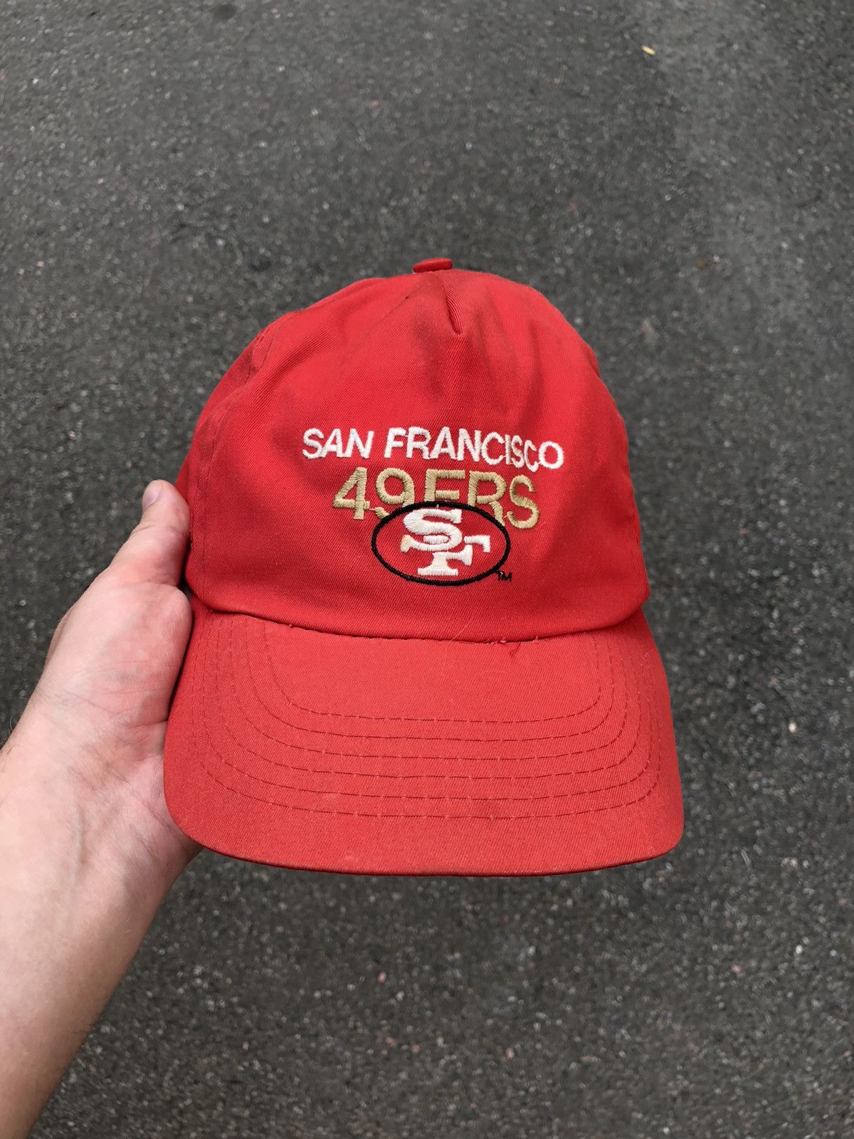 Casquette Snapback Vintage 49ers En Velours Côtelé - Logo SF OG Script, Cordon, Réglable - Occasion
