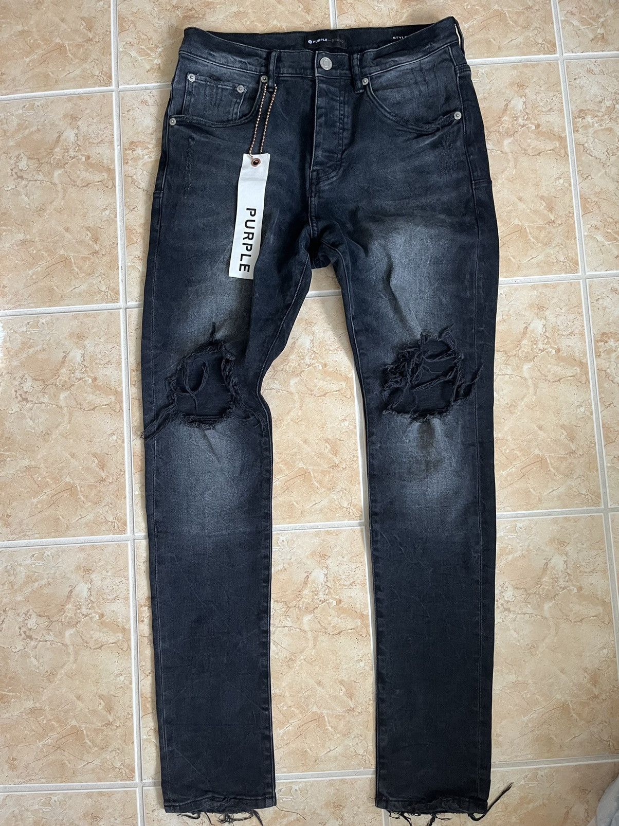 Purple P002 Black Wash Distressed Jeans | Grailed