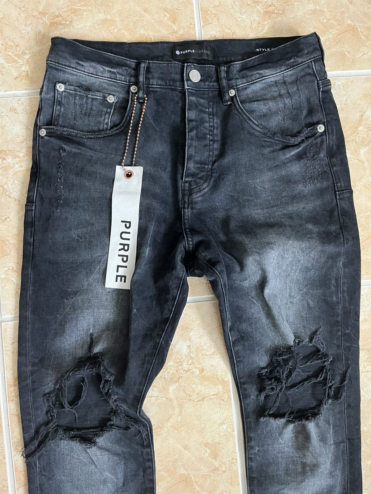 Purple P002 Black Wash Distressed Jeans | Grailed