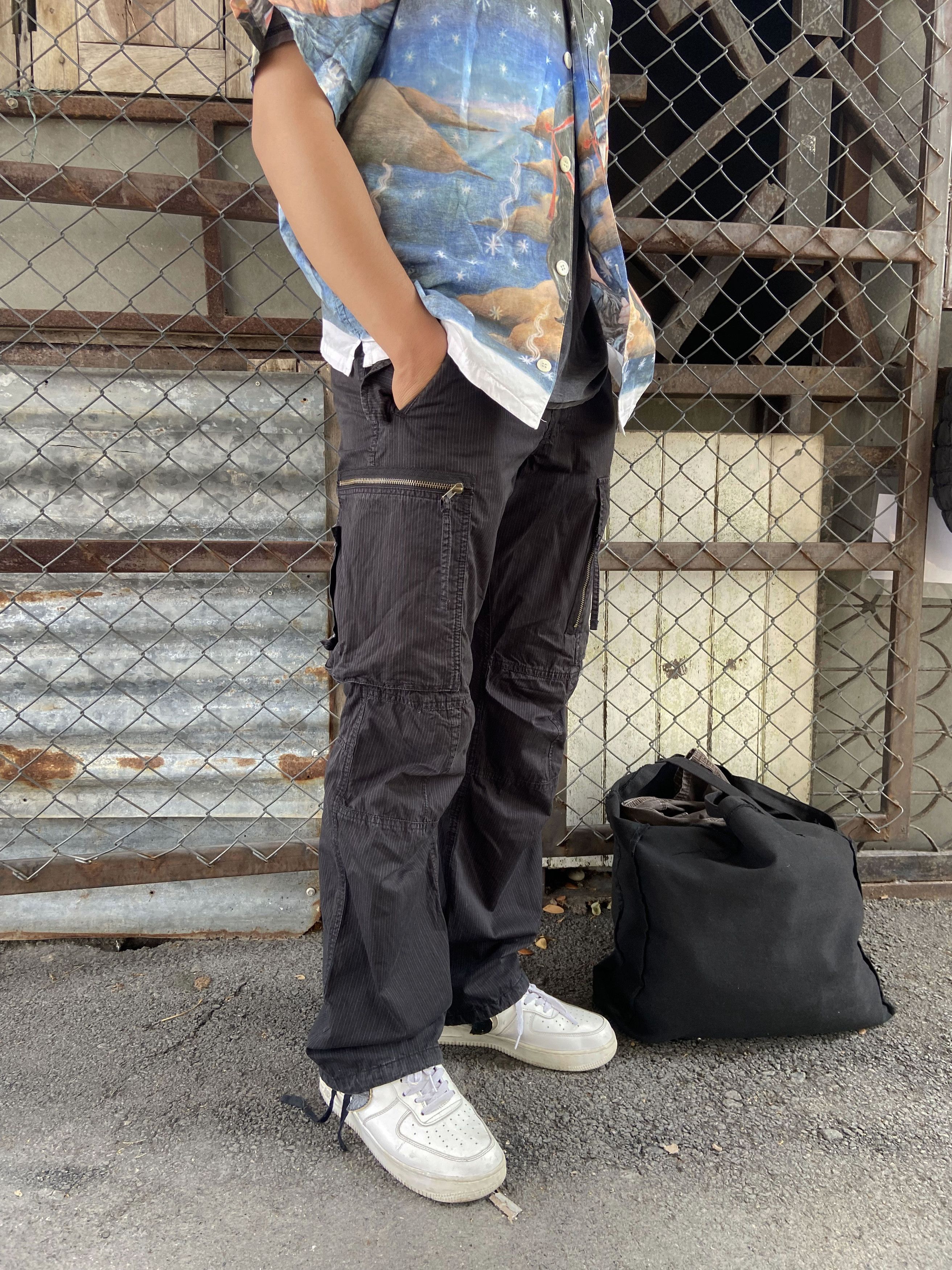 Japanese Brand PPFM black pinstripe vintage Cargo Pants Size S Size US 31 - 1 Thumbnail