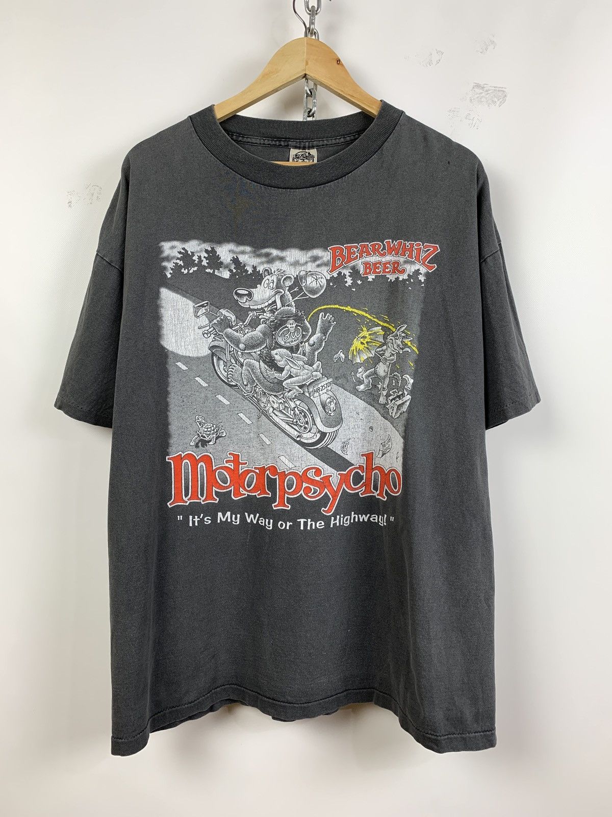 Vintage 1998 Vintage Bear Whiz Beer Motor Psycho Single Stitch Shirt Size US XL / EU 56 / 4 - 1 Thumbnail