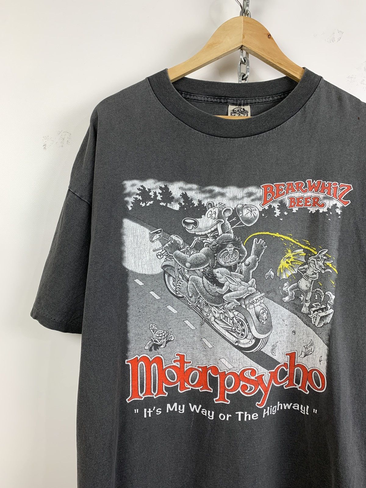 Vintage 1998 Vintage Bear Whiz Beer Motor Psycho Single Stitch Shirt Size US XL / EU 56 / 4 - 4 Thumbnail