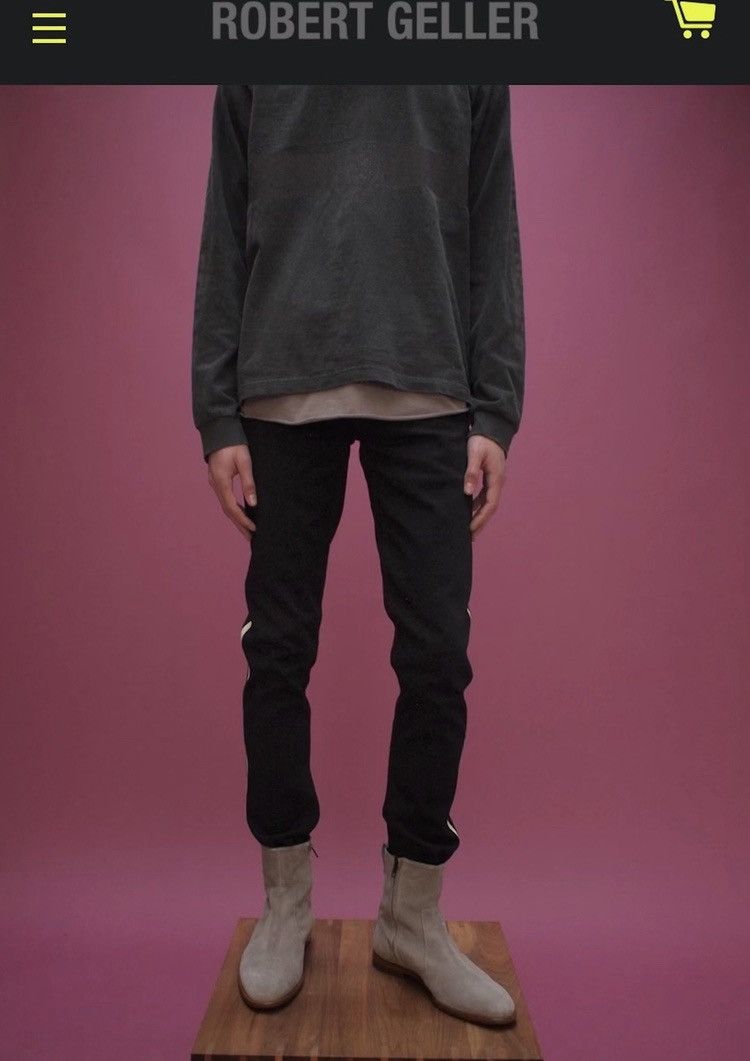 Robert Geller Robert Geller RG02 Slim Fit Vinyl Stripe in Black, 30/32 Size US 30 / EU 46 - 1 Thumbnail