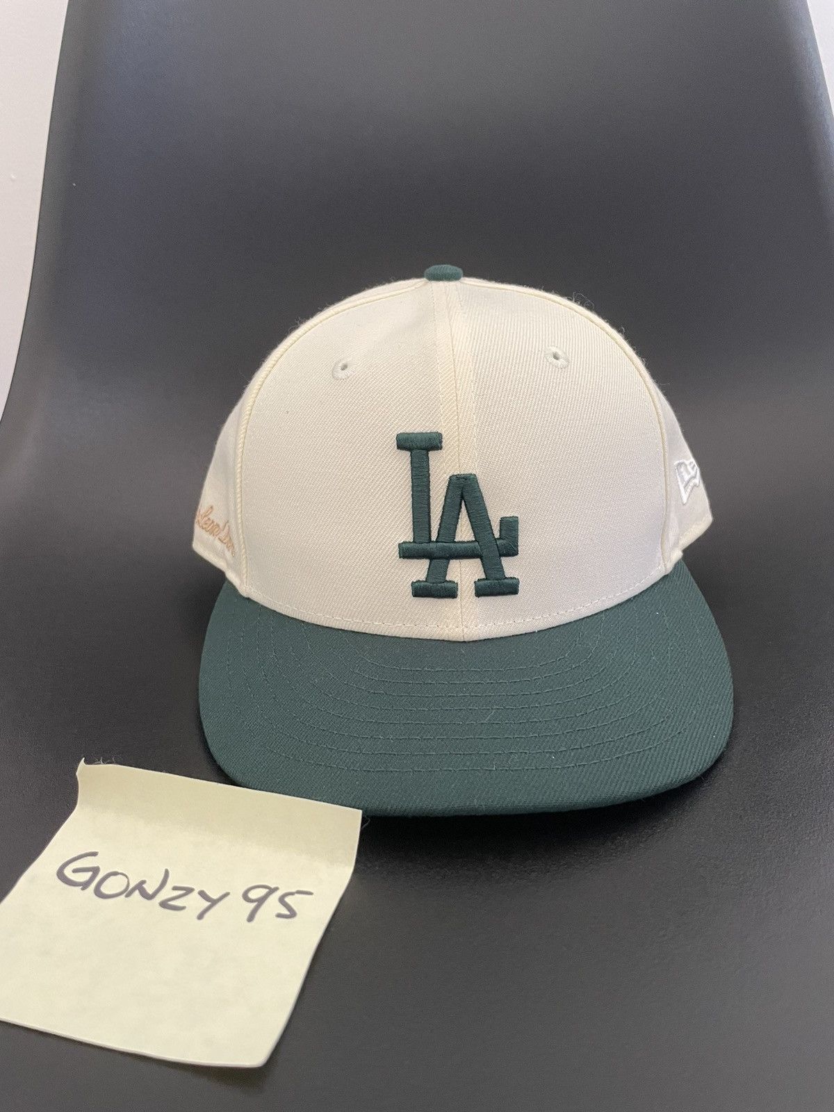 New Era Aime Leon Dore LA Dodgers New Era Fitted 7 3/8 cream green Size ONE SIZE - 1 Thumbnail