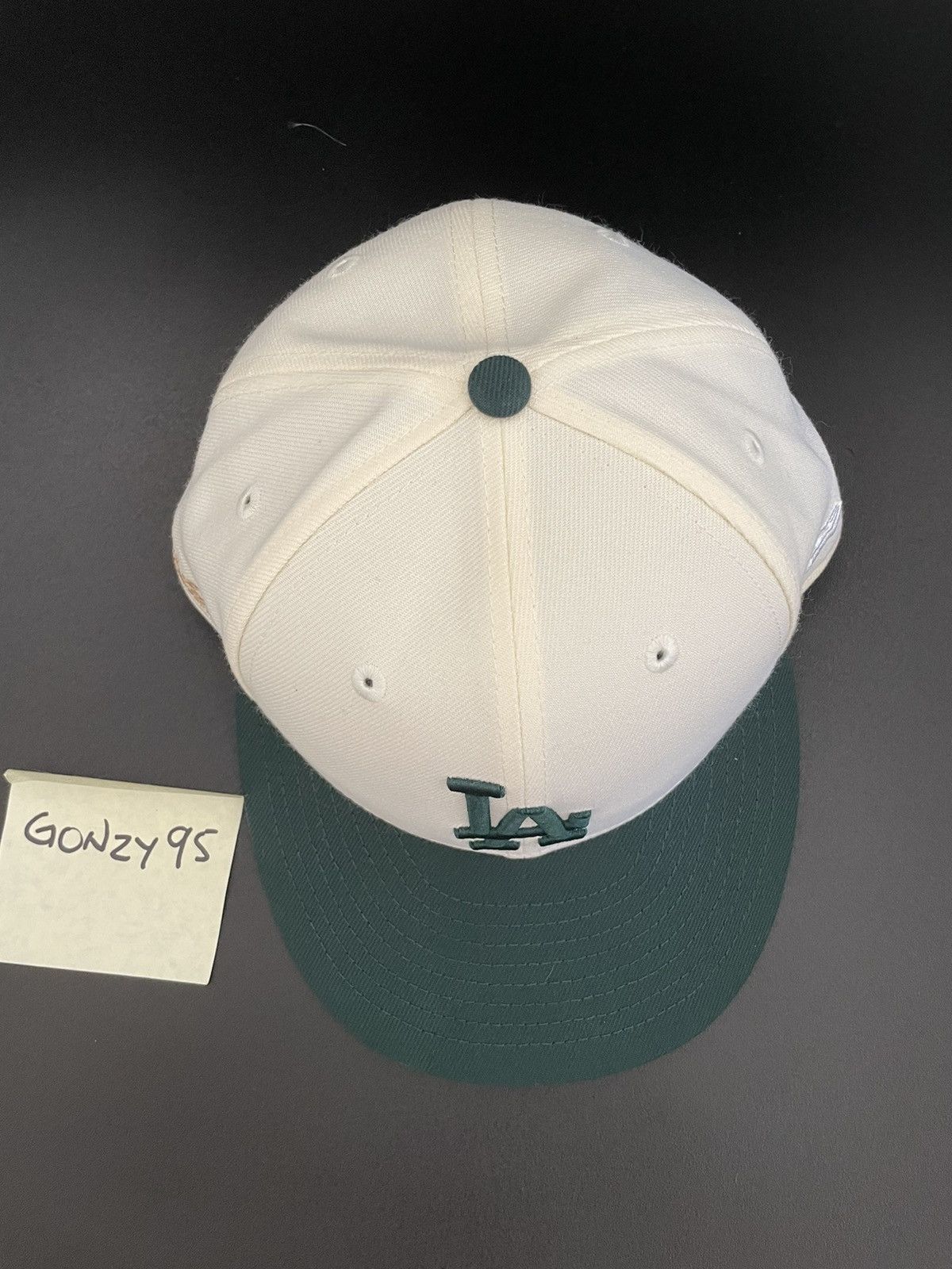New Era Aime Leon Dore LA Dodgers New Era Fitted 7 3/8 cream green Size ONE SIZE - 4 Thumbnail