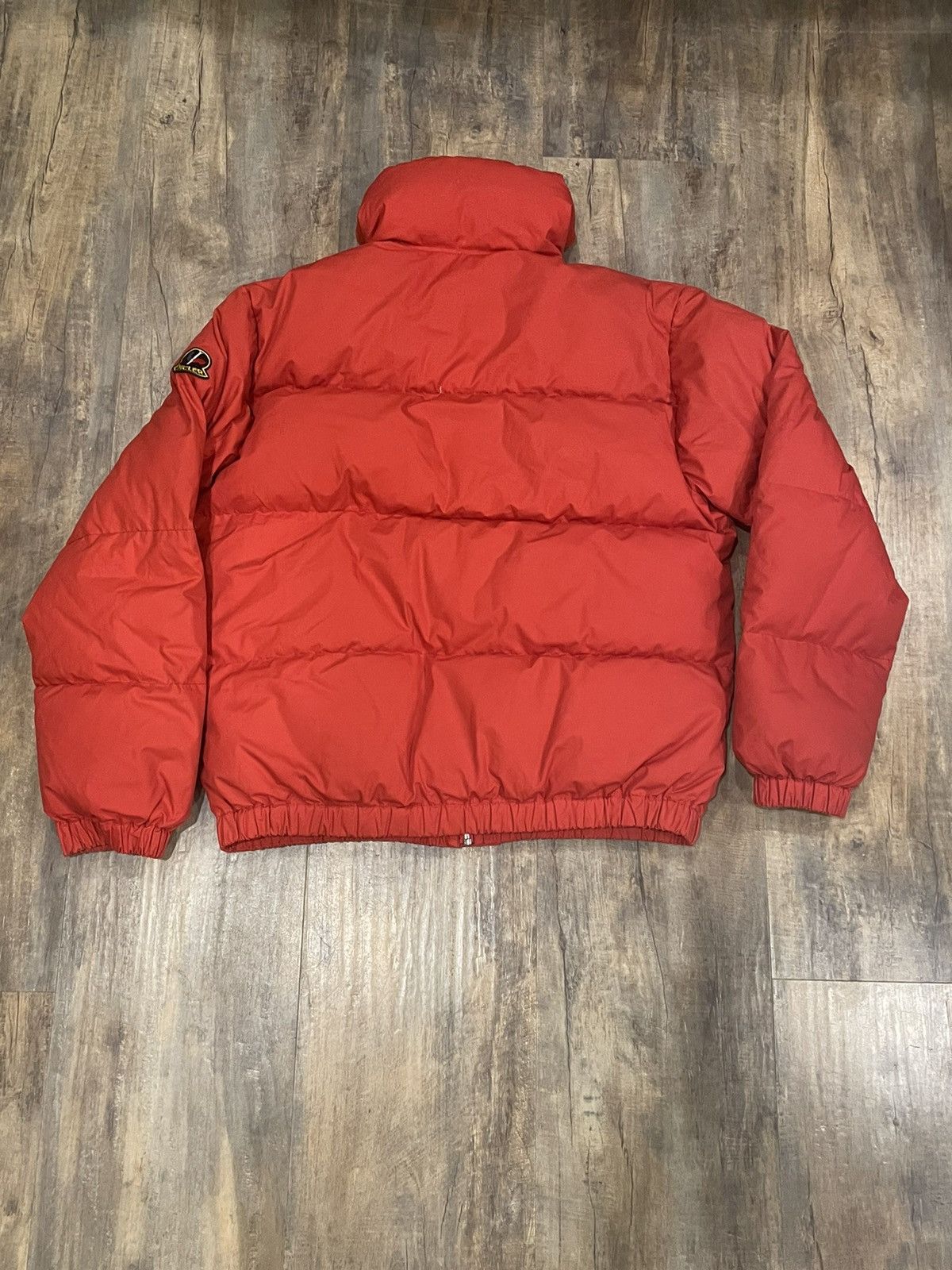 Moncler Vintage Moncler Red Down Puffer Jacket Embroidered Logo Size US S / EU 44-46 / 1 - 7 Thumbnail