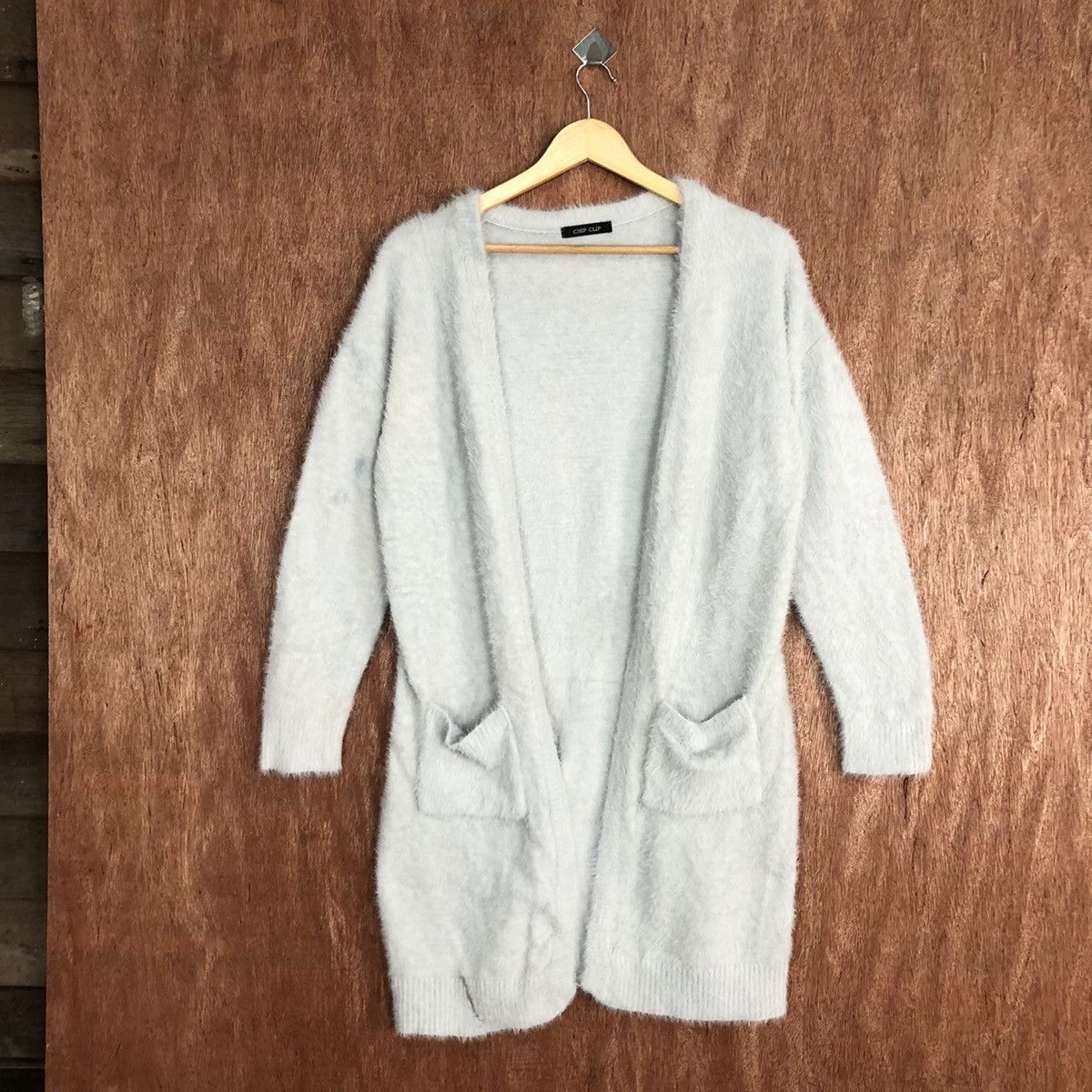 image of Chip Clip Lights Grey Mohair Cardigan Knitwear Sweater 0471 in Light Grey, Men's (Size Large)