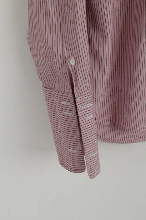 Jaeger Jaeger Men 17.5 XL Casual Shirt Burgundy Striped 3743 Size US XL / EU 56 / 4 - 3 Thumbnail