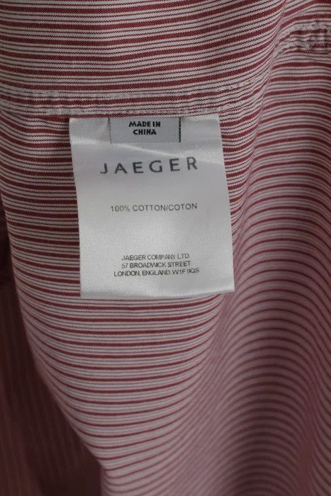 Jaeger Jaeger Men 17.5 XL Casual Shirt Burgundy Striped 3743 Size US XL / EU 56 / 4 - 5 Thumbnail