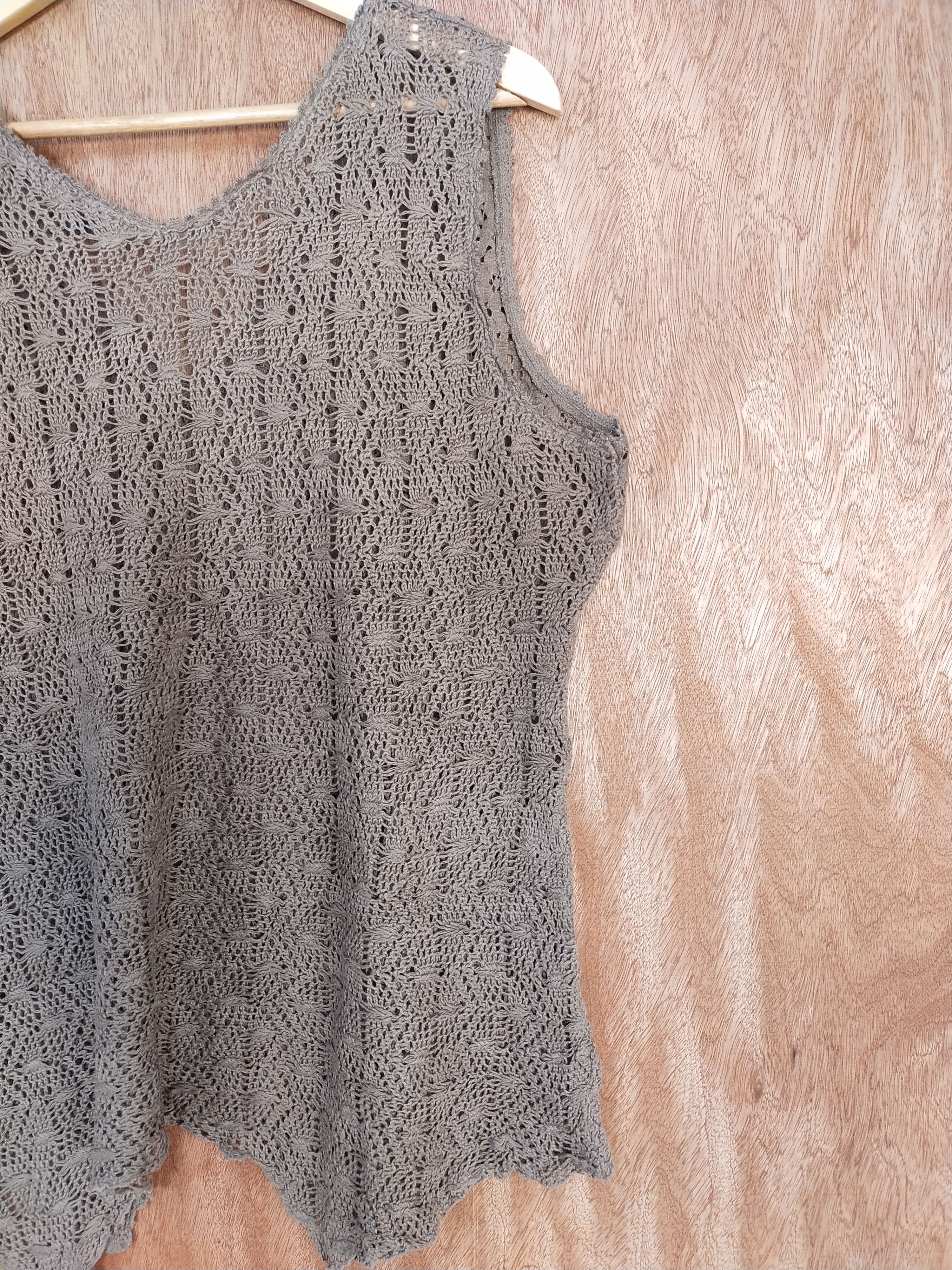 Vintage Sircloof brown crochet mesh net knitwear #H471 Size US M / EU 48-50 / 2 - 8 Thumbnail