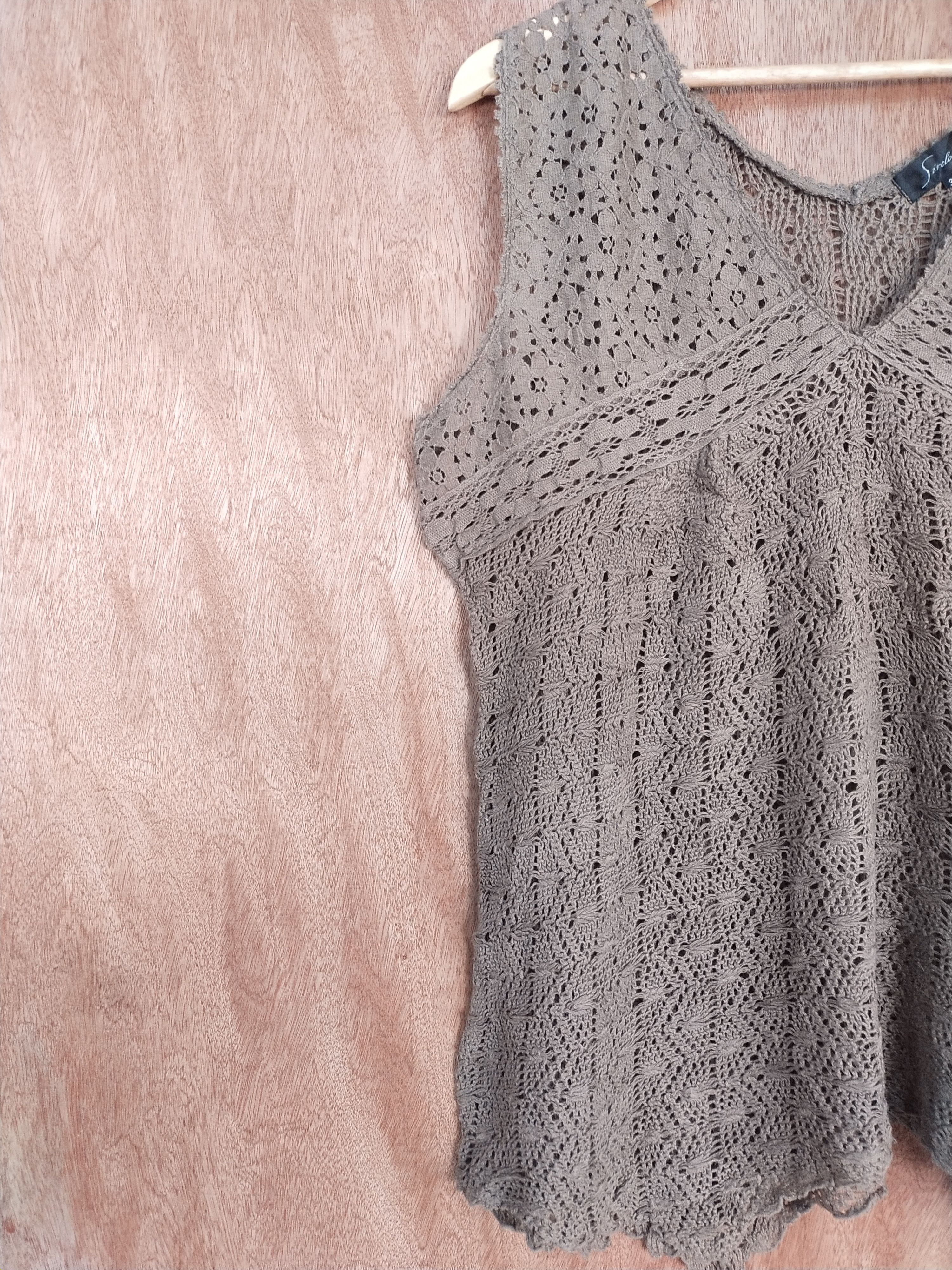 Vintage Sircloof brown crochet mesh net knitwear #H471 Size US M / EU 48-50 / 2 - 4 Thumbnail