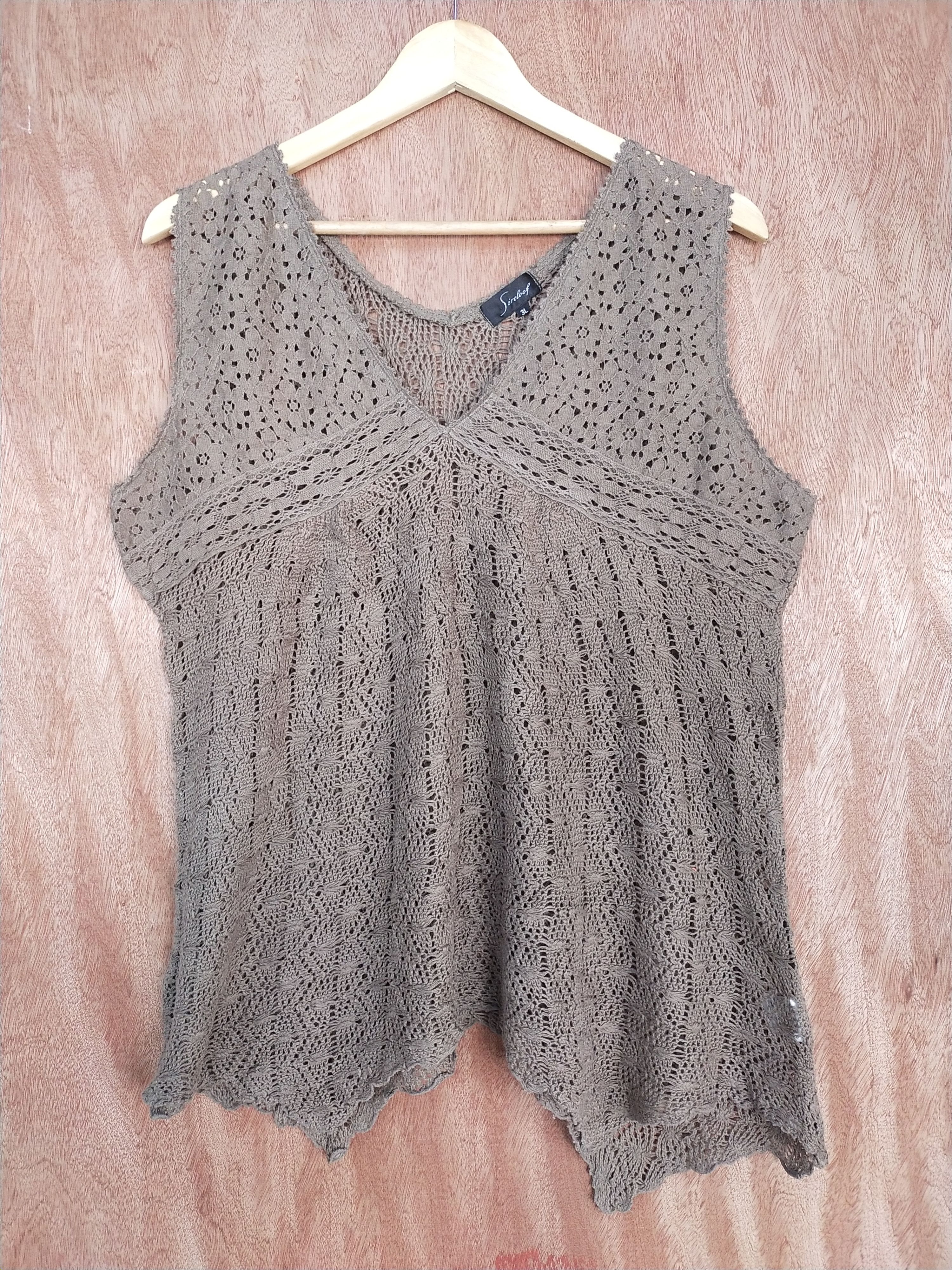 Vintage Sircloof brown crochet mesh net knitwear #H471 Size US M / EU 48-50 / 2 - 1 Thumbnail