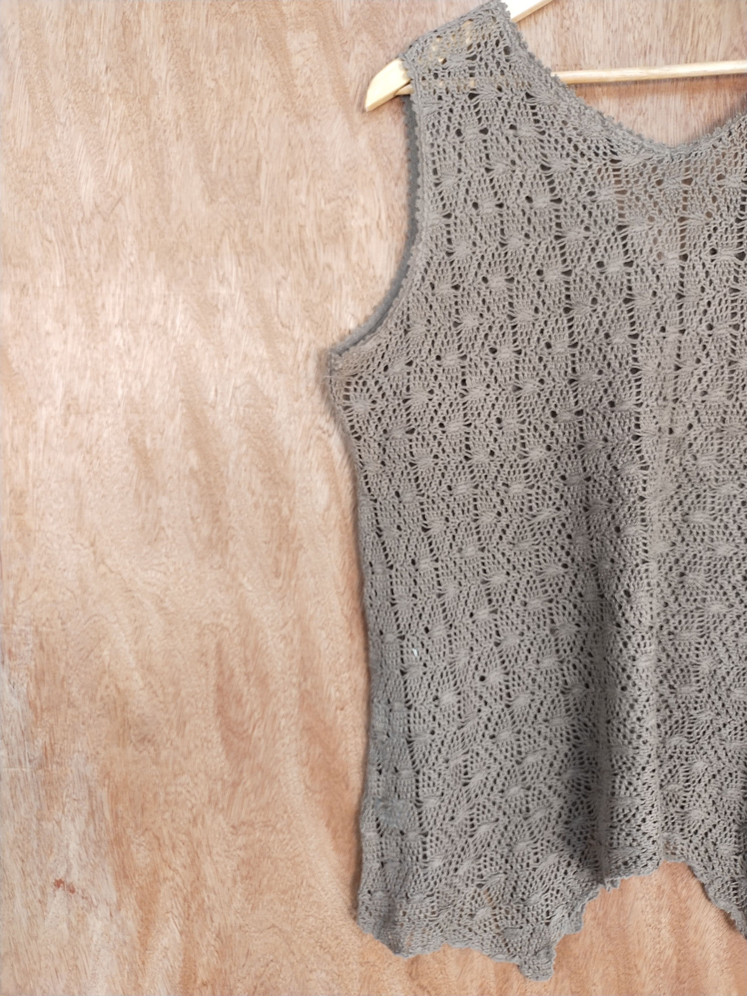 Vintage Sircloof brown crochet mesh net knitwear #H471 Size US M / EU 48-50 / 2 - 10 Thumbnail
