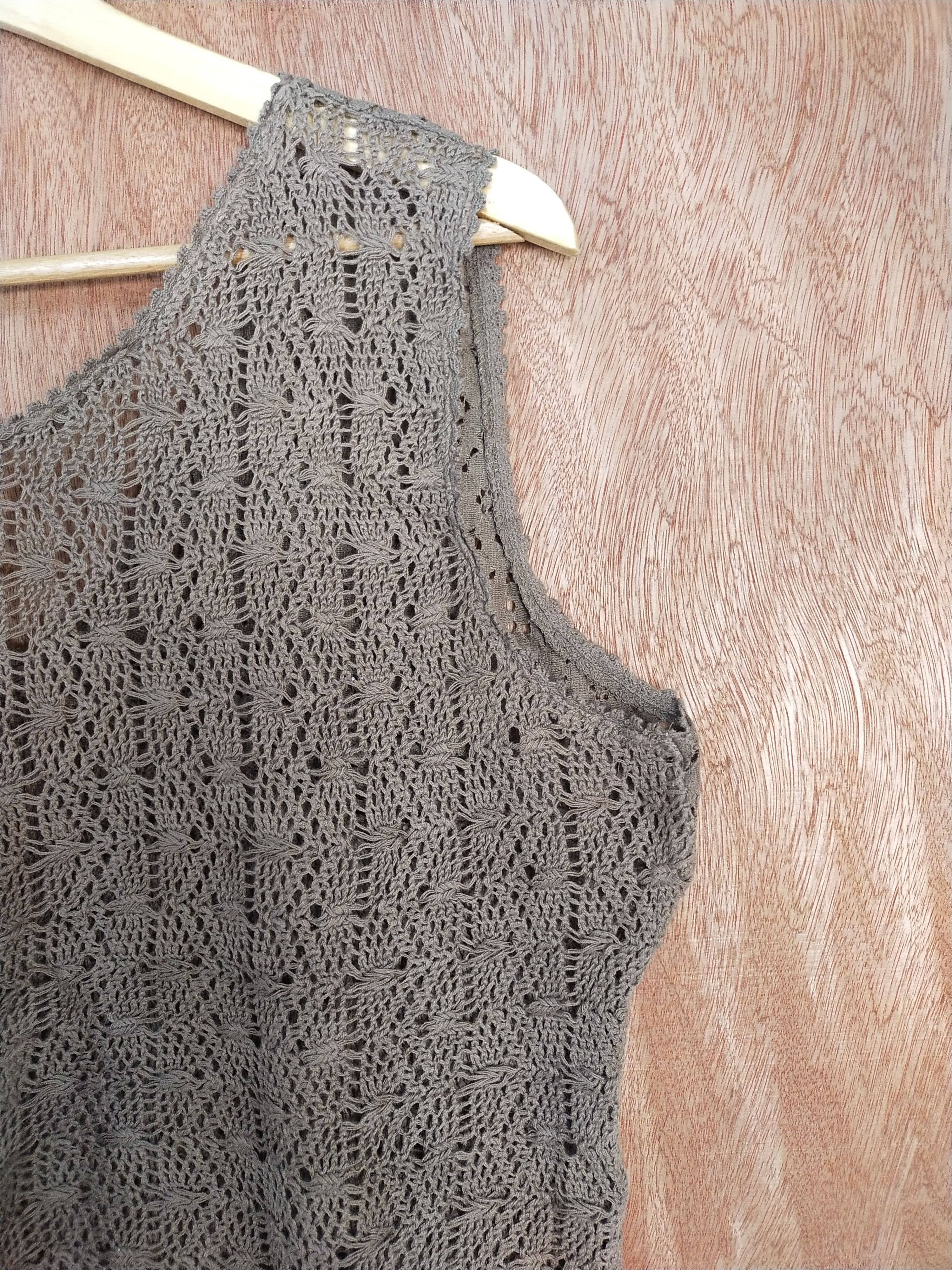 Vintage Sircloof brown crochet mesh net knitwear #H471 Size US M / EU 48-50 / 2 - 9 Thumbnail