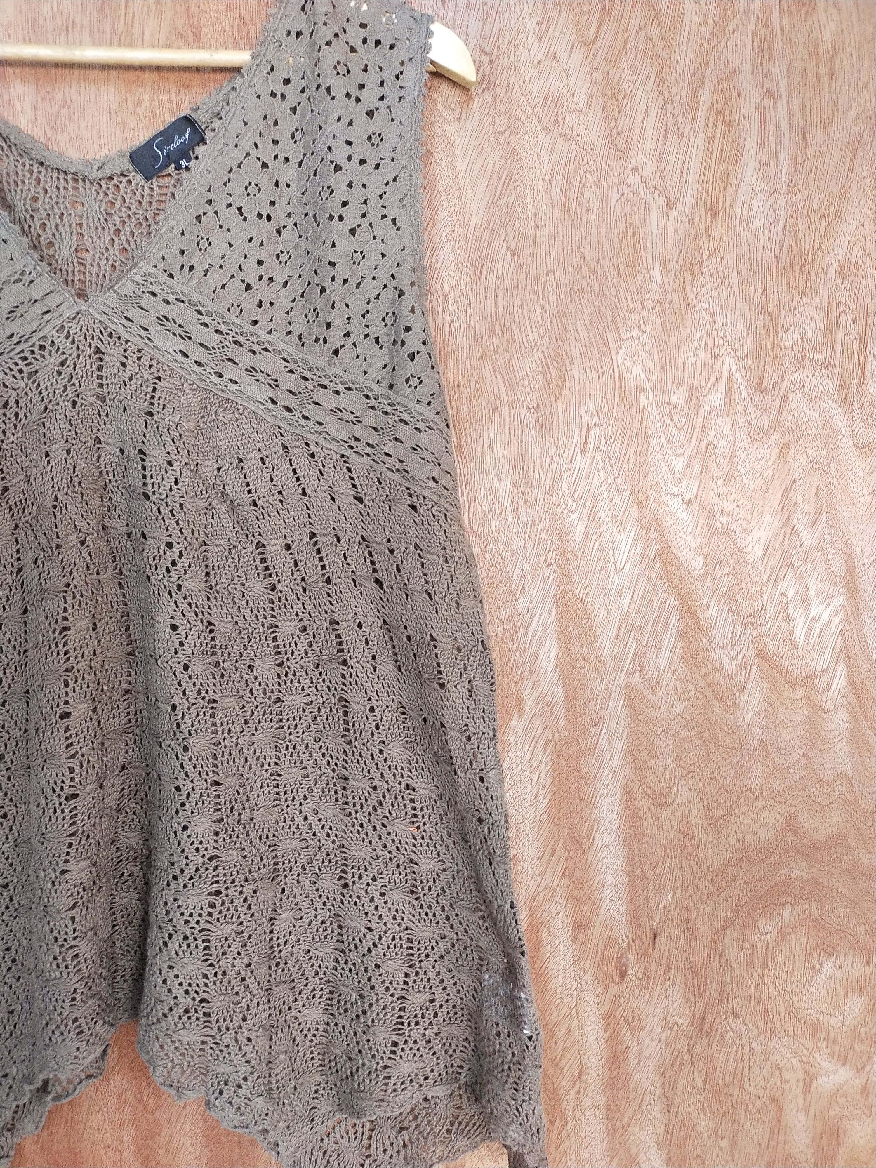 Vintage Sircloof brown crochet mesh net knitwear #H471 Size US M / EU 48-50 / 2 - 3 Thumbnail