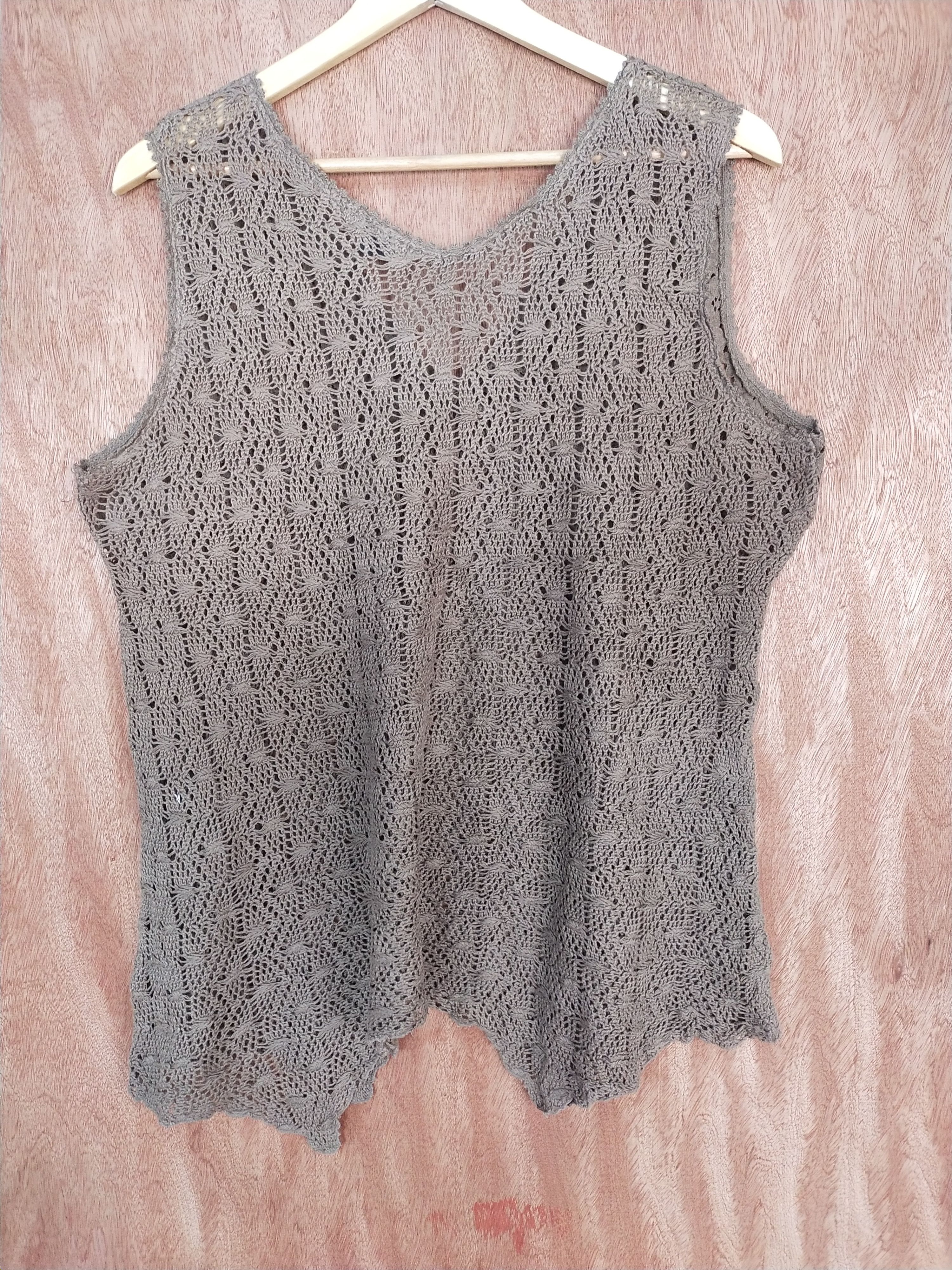 Vintage Sircloof brown crochet mesh net knitwear #H471 Size US M / EU 48-50 / 2 - 7 Thumbnail