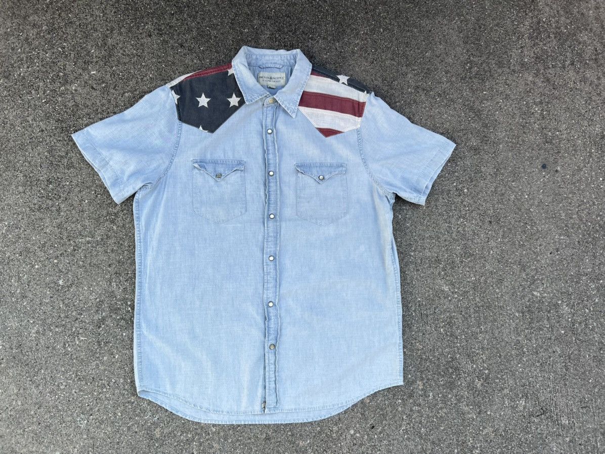 Denim & Supply Ralph Lauren D&S Ralph Lauren Fade Light Blue USA Flag Western Shirt Size US L / EU 52-54 / 3 - 1 Thumbnail