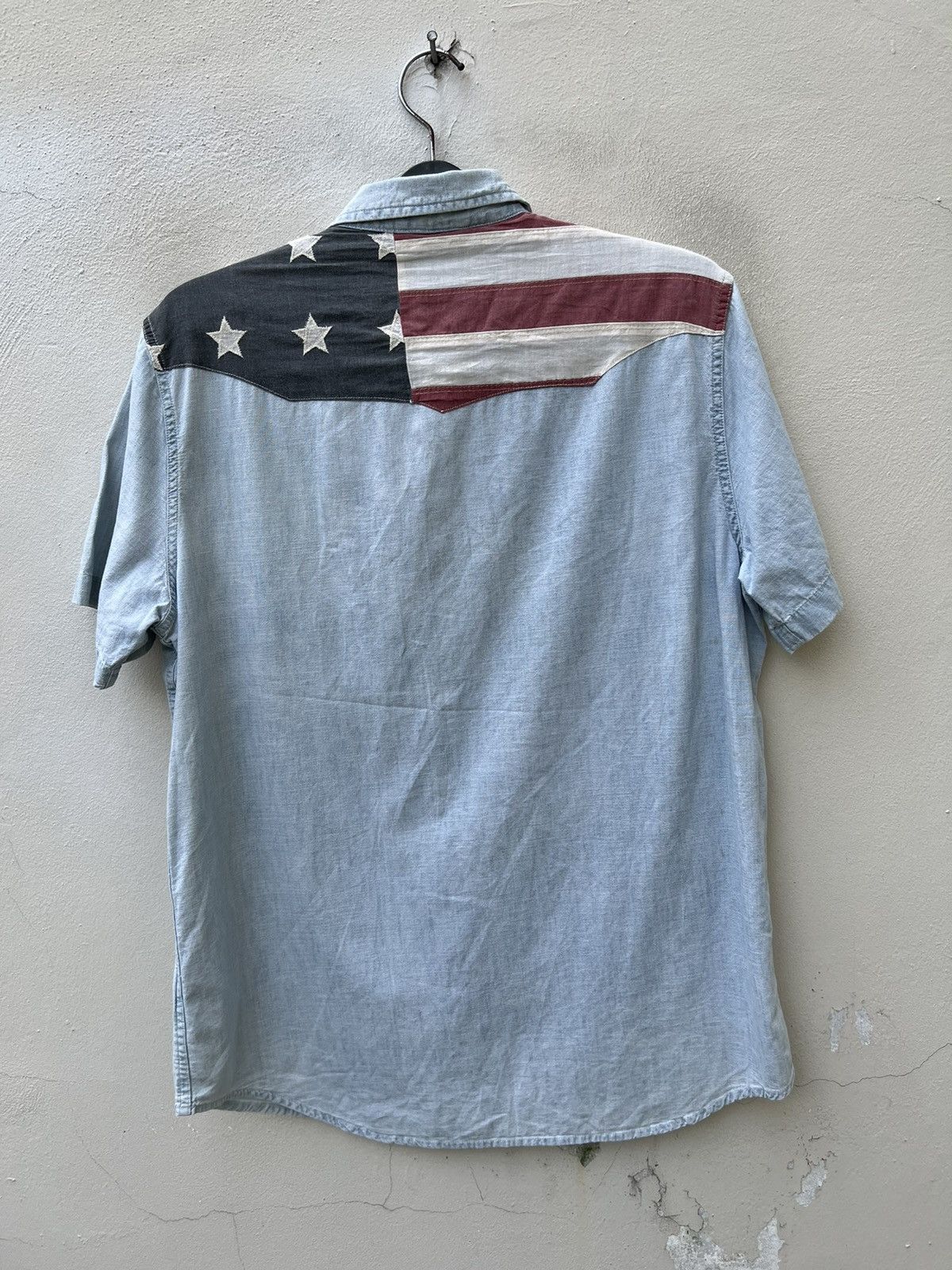 Denim & Supply Ralph Lauren D&S Ralph Lauren Fade Light Blue USA Flag Western Shirt Size US L / EU 52-54 / 3 - 9 Thumbnail