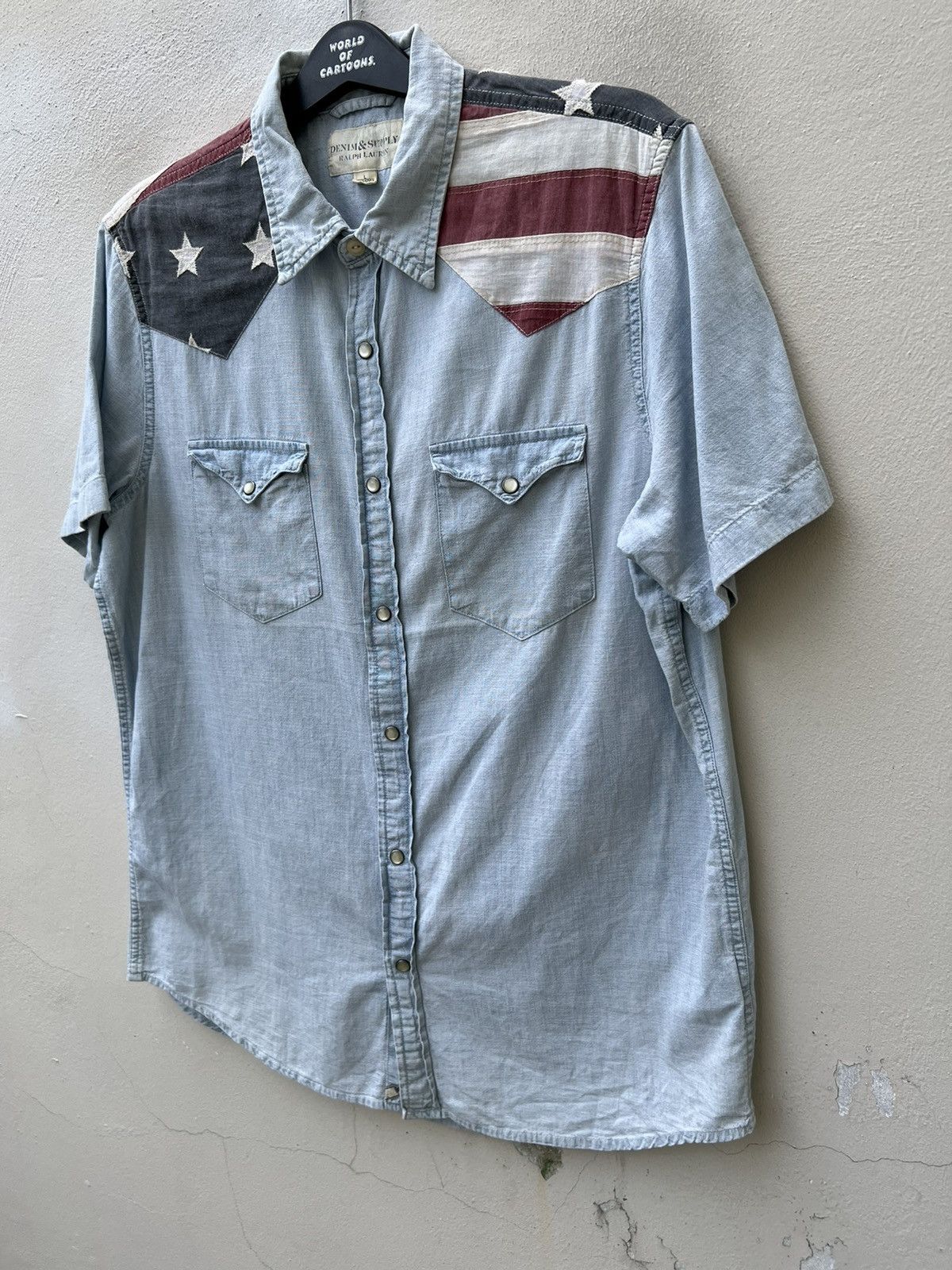 Denim & Supply Ralph Lauren D&S Ralph Lauren Fade Light Blue USA Flag Western Shirt Size US L / EU 52-54 / 3 - 6 Thumbnail