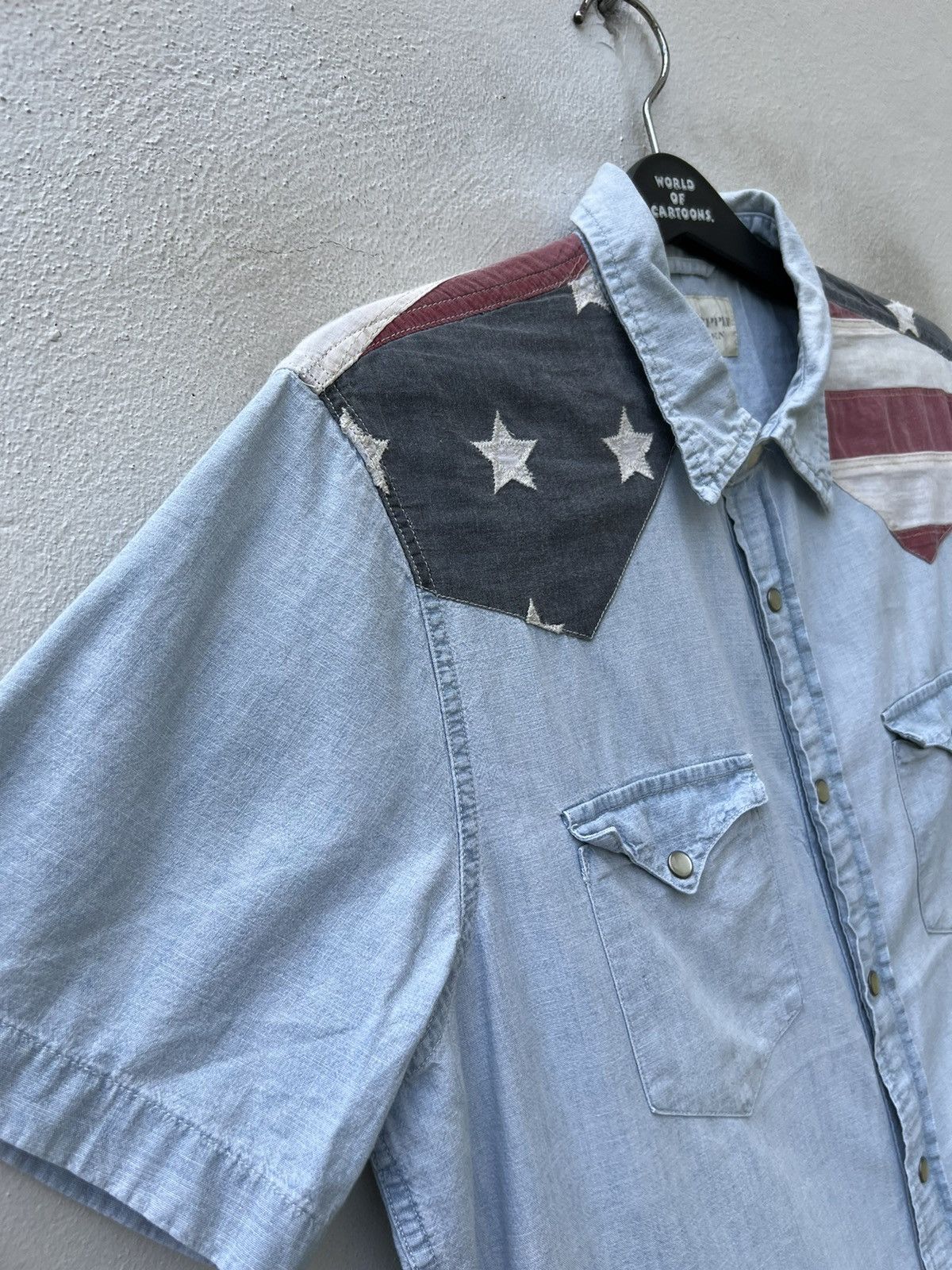 Denim & Supply Ralph Lauren D&S Ralph Lauren Fade Light Blue USA Flag Western Shirt Size US L / EU 52-54 / 3 - 8 Thumbnail