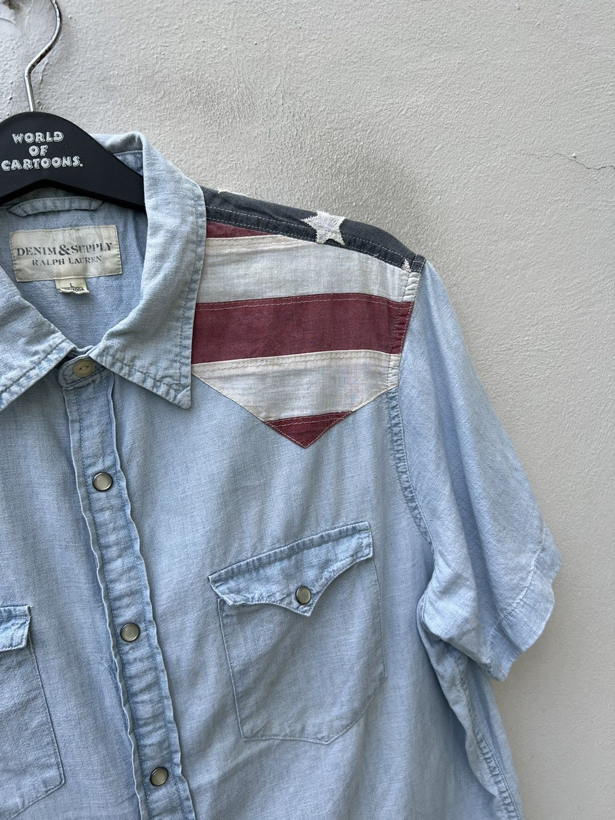 Denim & Supply Ralph Lauren D&S Ralph Lauren Fade Light Blue USA Flag Western Shirt Size US L / EU 52-54 / 3 - 5 Thumbnail