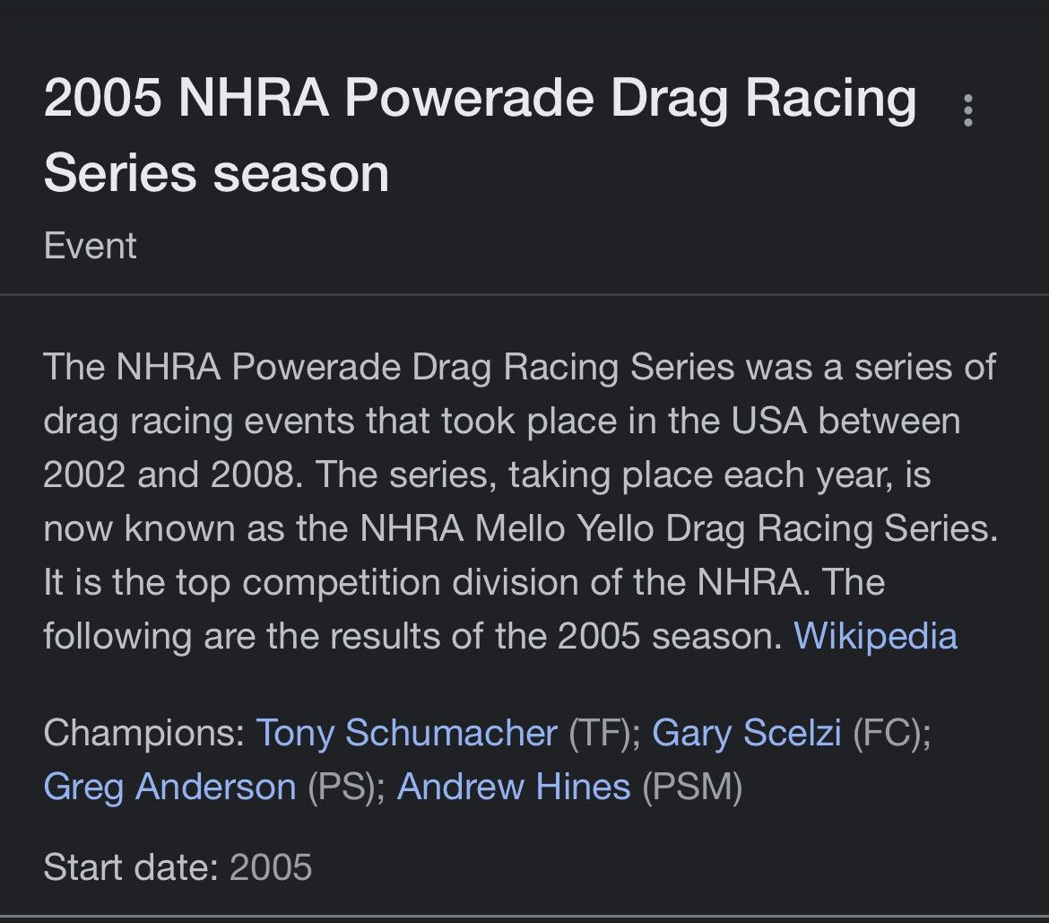 Vintage Vintage NHRA Powerade Drag Racing Series 2005 Size ONE SIZE - 7 Thumbnail