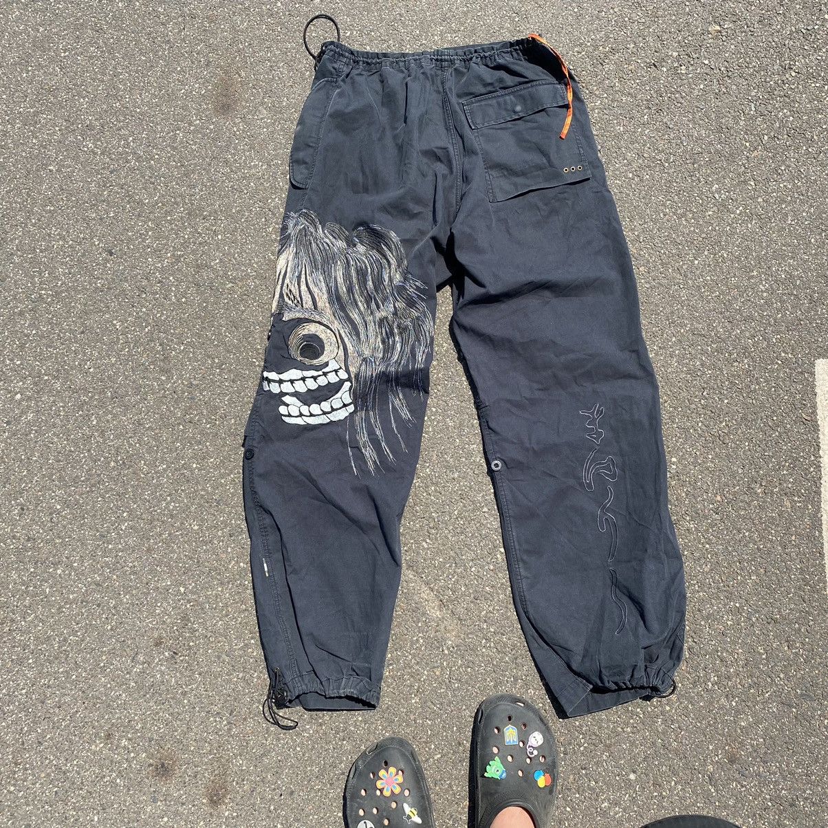 Japanese Brand VINTAGE MAHARISHI FADED BLACK DEMON FACE EMBROIDERED PANTS Size US 32 / EU 48 - 1 Thumbnail