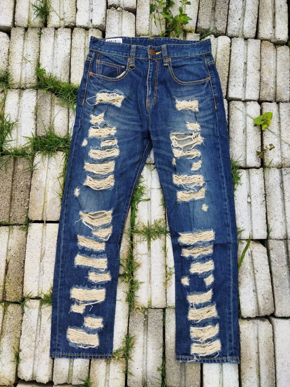 image of co & Lu Japan Distressed Denim in Blue Distressed, Men's (Size 29)