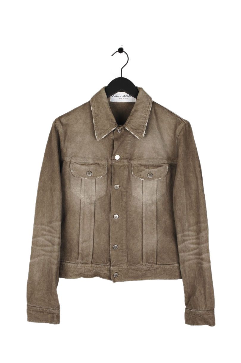 image of Dolce Gabbana Vintage Denim Distressed Elements Jacket in Brown, Men's (Size Medium)