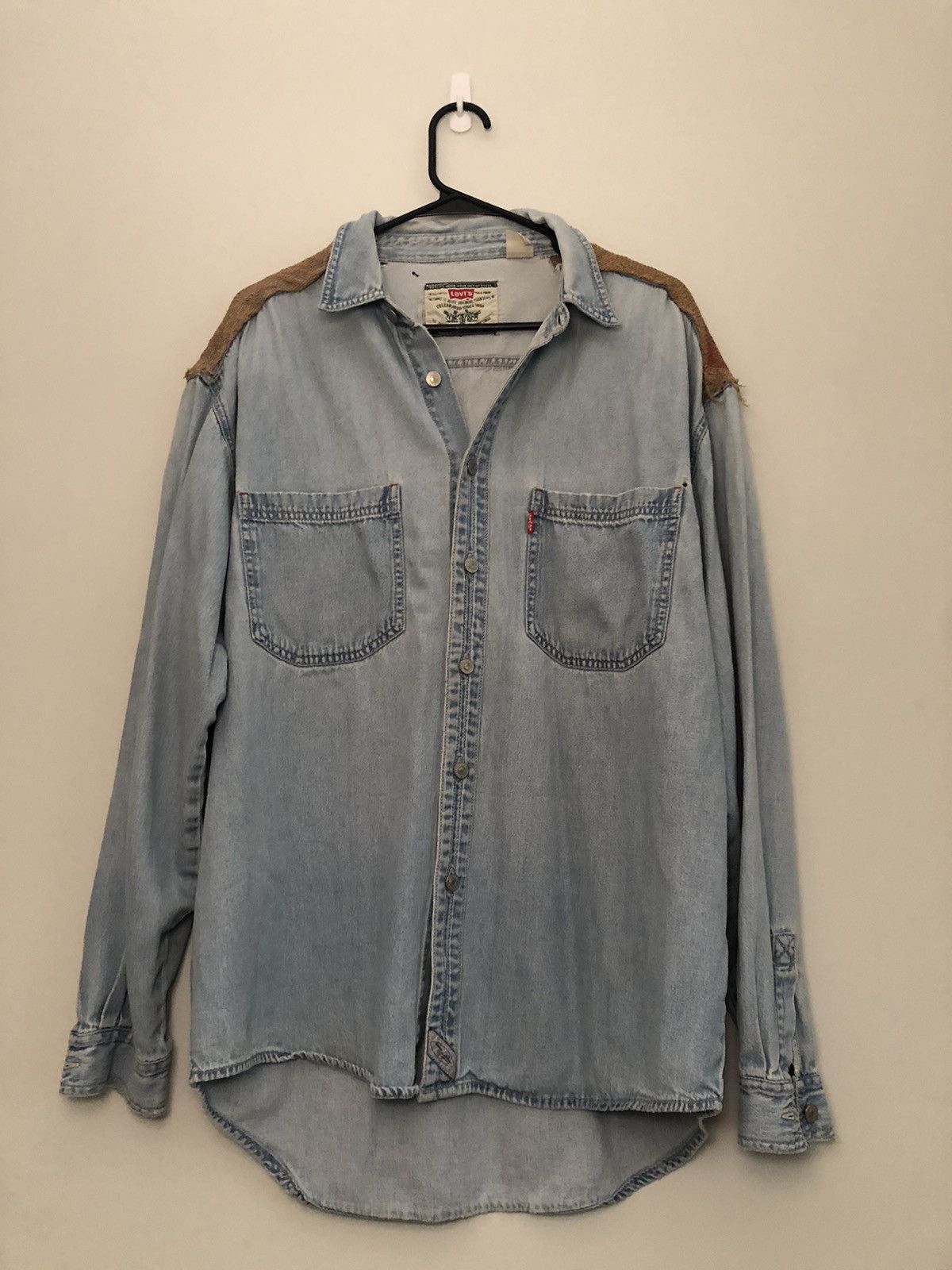 Levi's Distressed Handmade Blanket Southwestern Denim Shirt Size US L / EU 52-54 / 3 - 2 Thumbnail