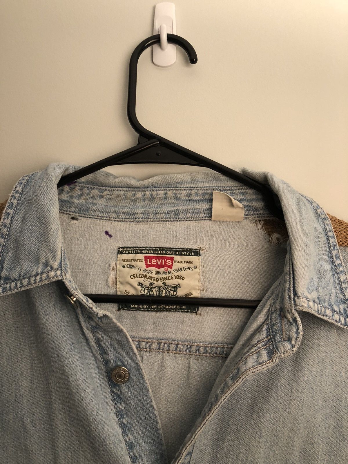 Levi's Distressed Handmade Blanket Southwestern Denim Shirt Size US L / EU 52-54 / 3 - 9 Thumbnail