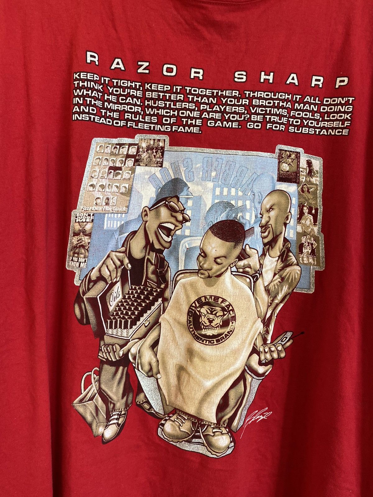 Vintage Vintage Give me Face razor sharp streetwear tee Y2K Size US XXL / EU 58 / 5 - 2 Thumbnail