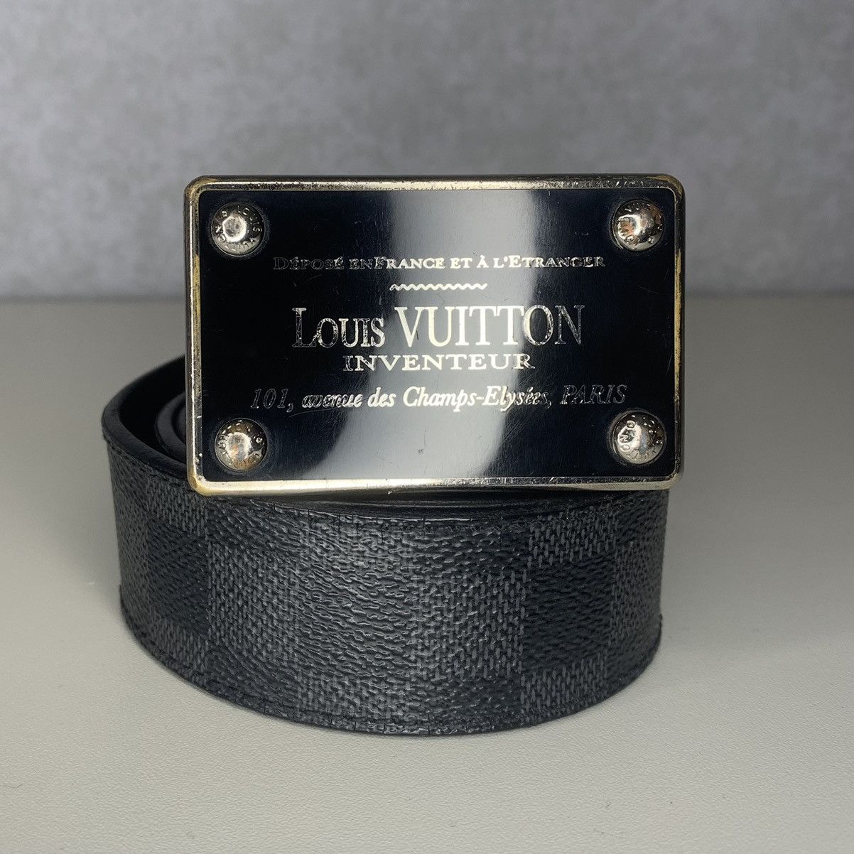 Louis Vuitton M9632T Damier Graphite LV Inventeur 35mm Reversible Belt 95cm  - The Attic Place