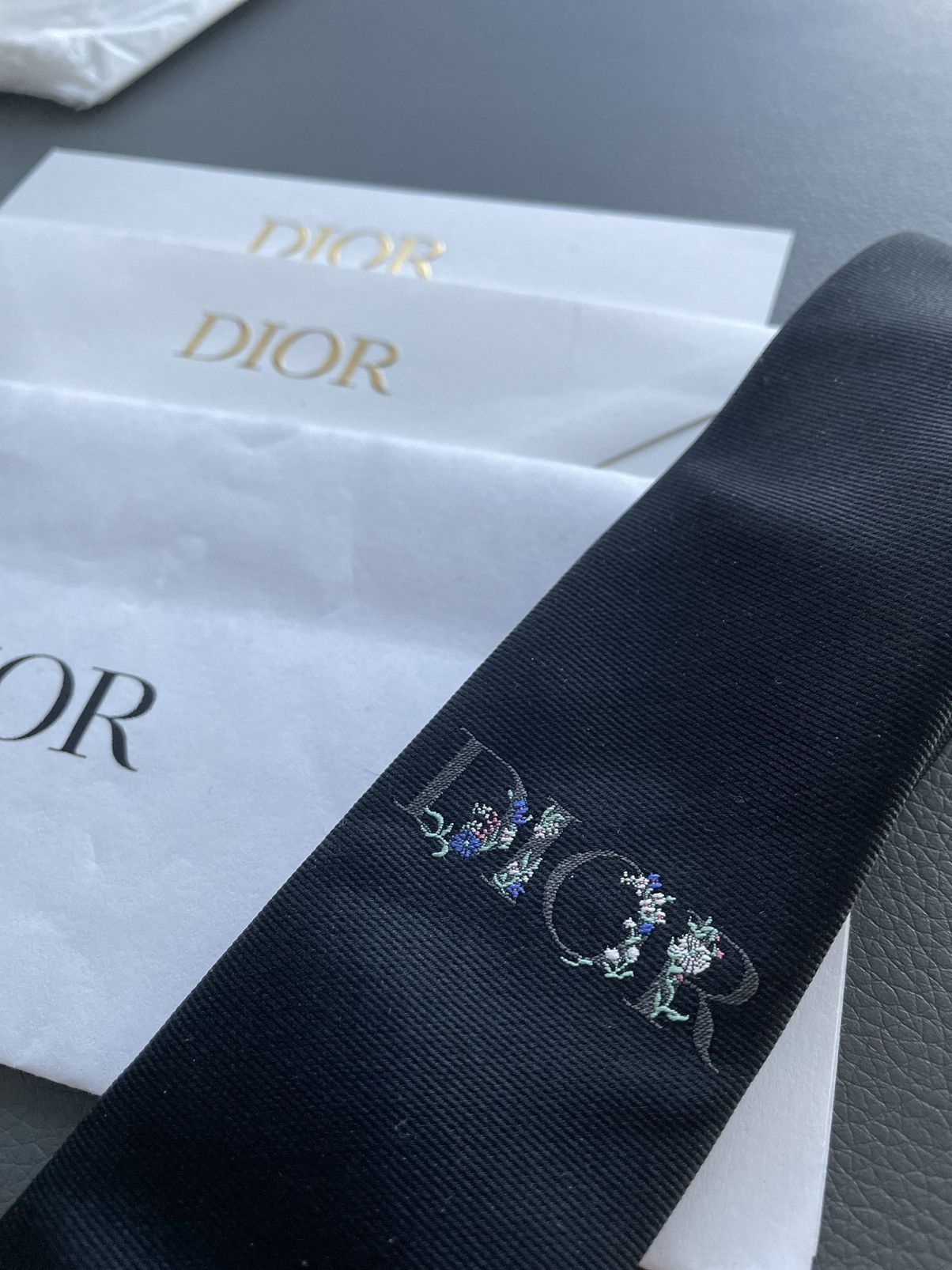 Dior Rare Limited Edition Dior Embroidery Logo Premium Silk Tie Size ONE SIZE - 1 Thumbnail